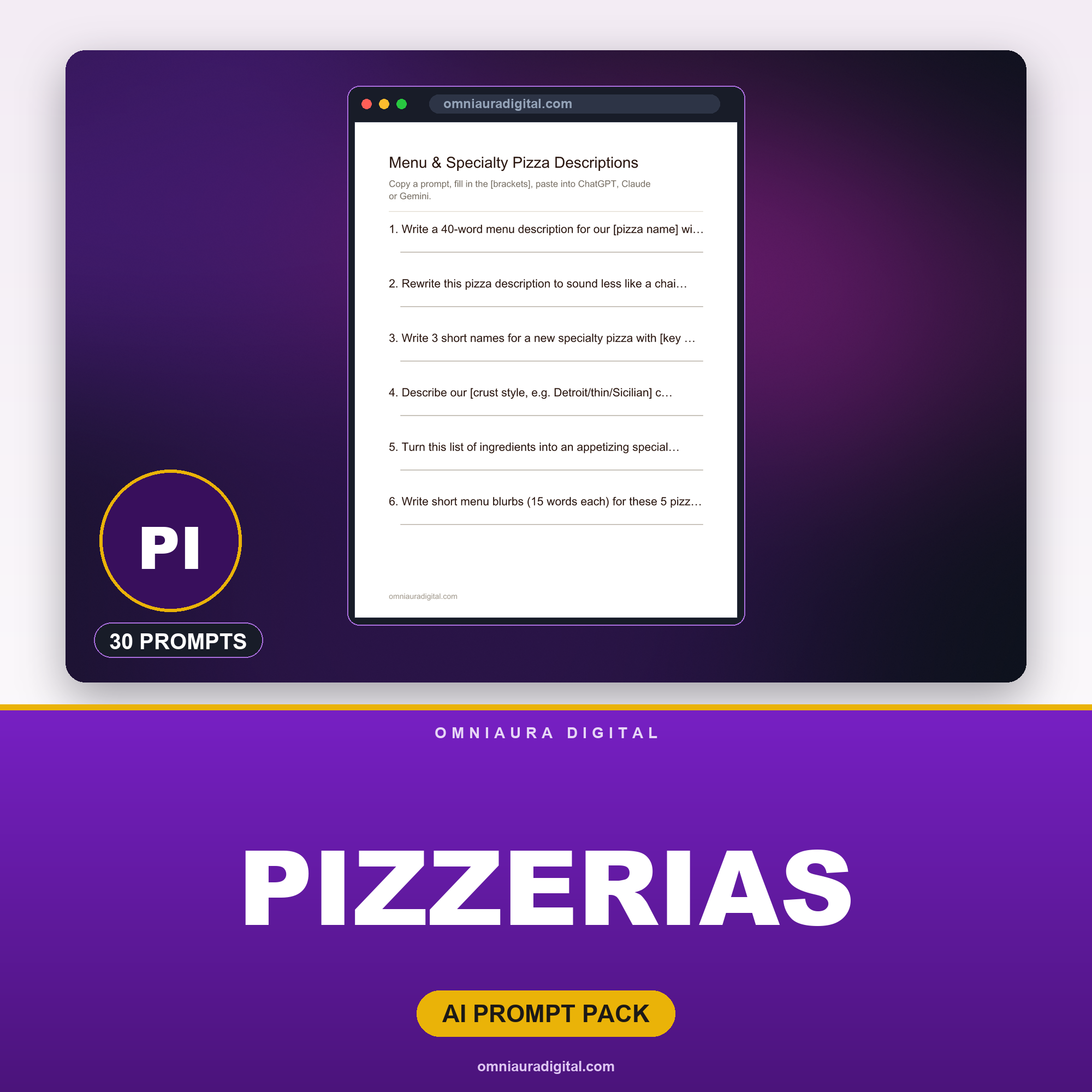 AI Prompt Pack for Pizzerias — ChatGPT, Claude & Gemini