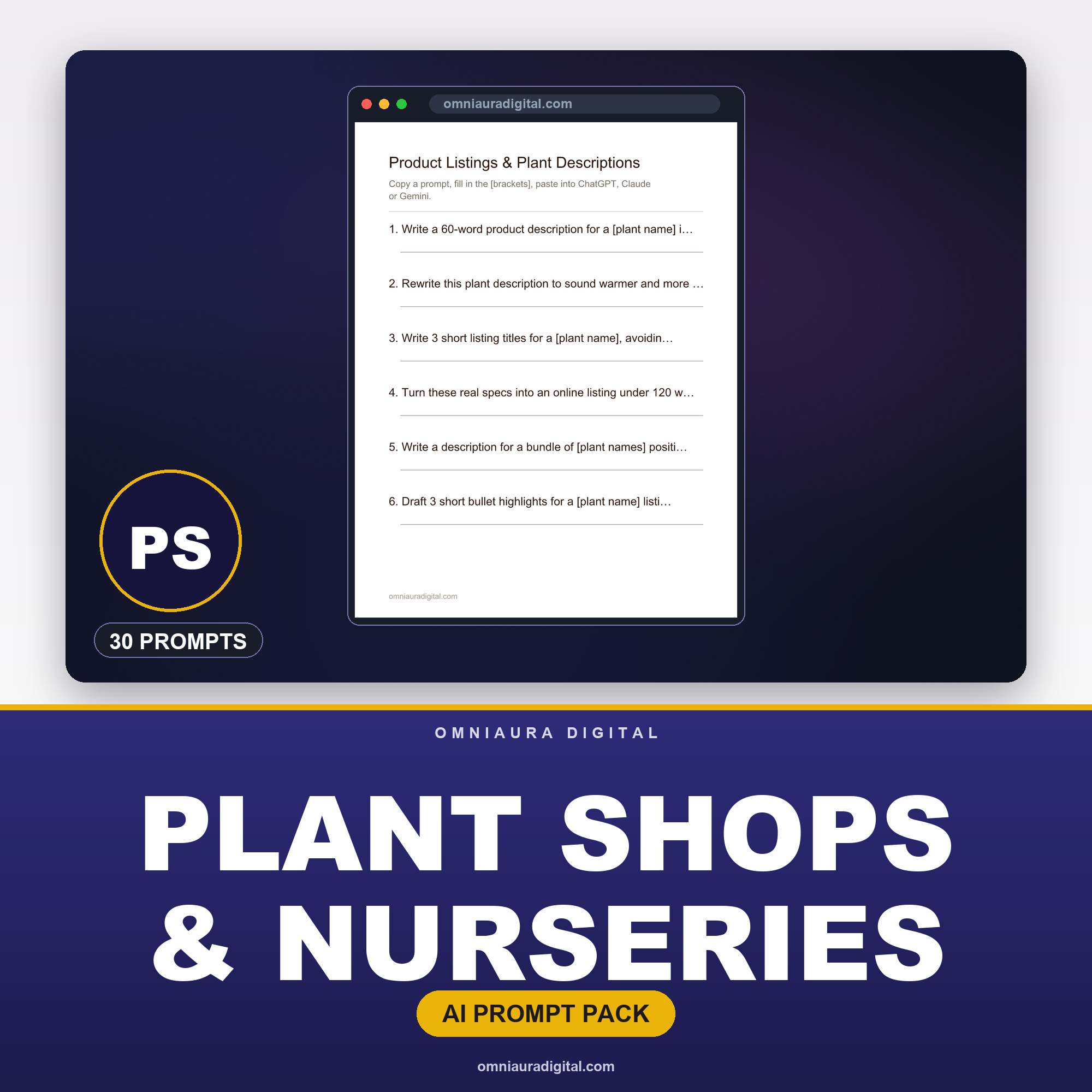 AI Prompt Pack for Plant Shops & Nurseries — ChatGPT, Claude & Gemini