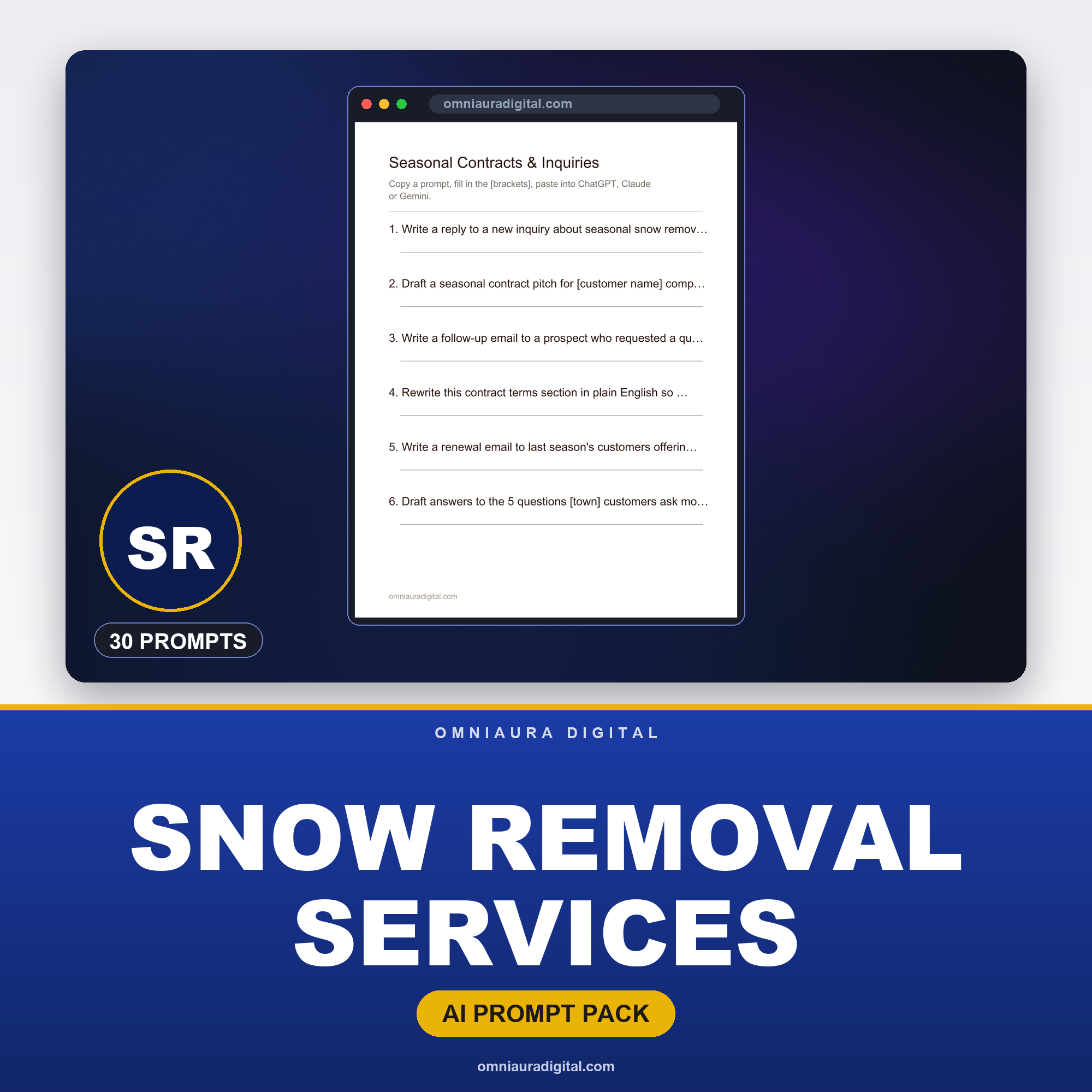 AI Prompt Pack for Snow Removal Services — ChatGPT, Claude & Gemini