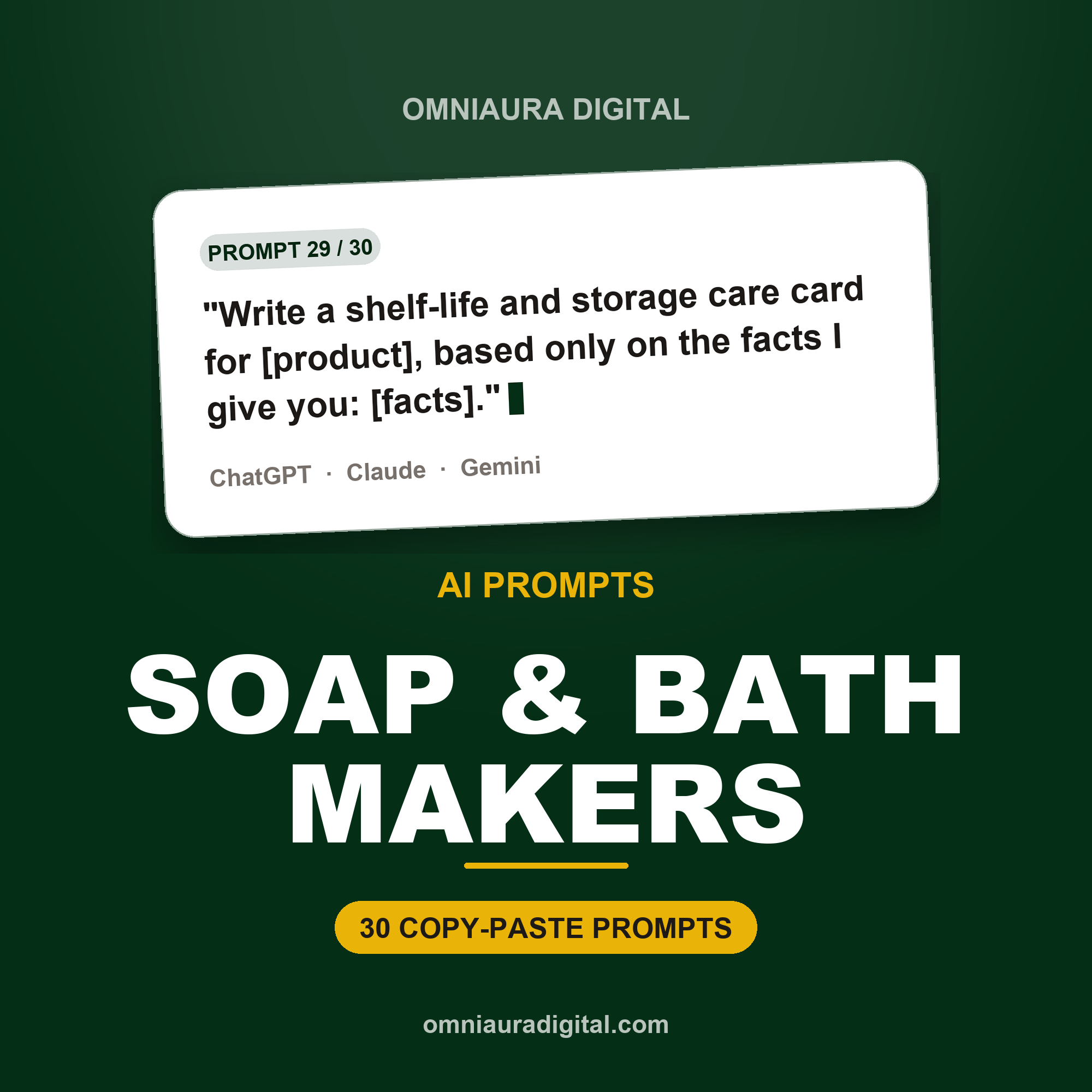 AI Prompt Pack for Soap & Bath Makers — ChatGPT, Claude & Gemini