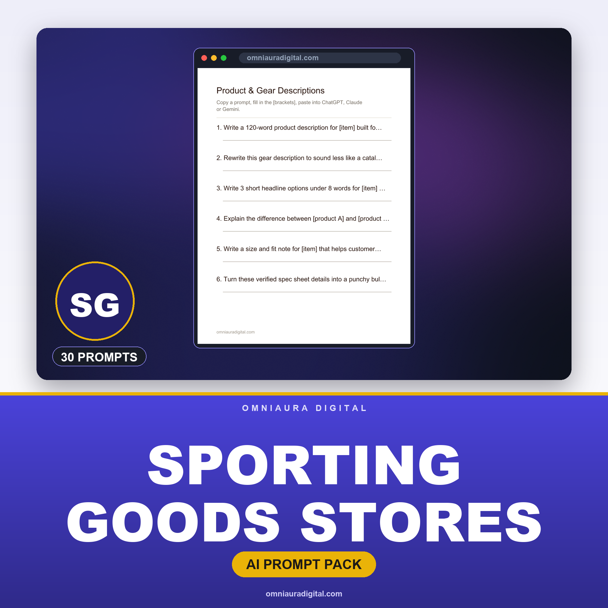 AI Prompt Pack for Sporting Goods Stores — ChatGPT, Claude & Gemini