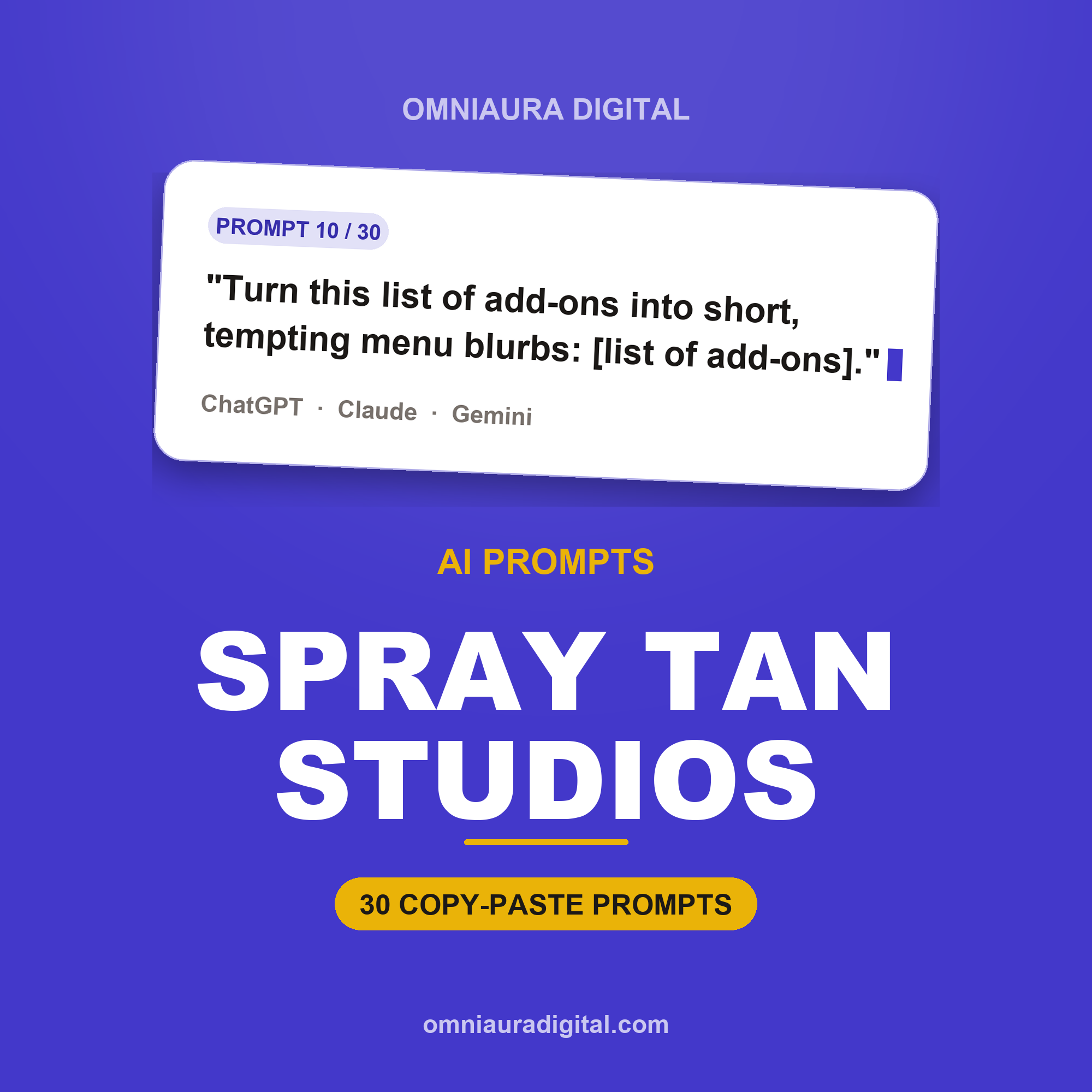 AI Prompt Pack for Spray Tan Studios — ChatGPT, Claude & Gemini