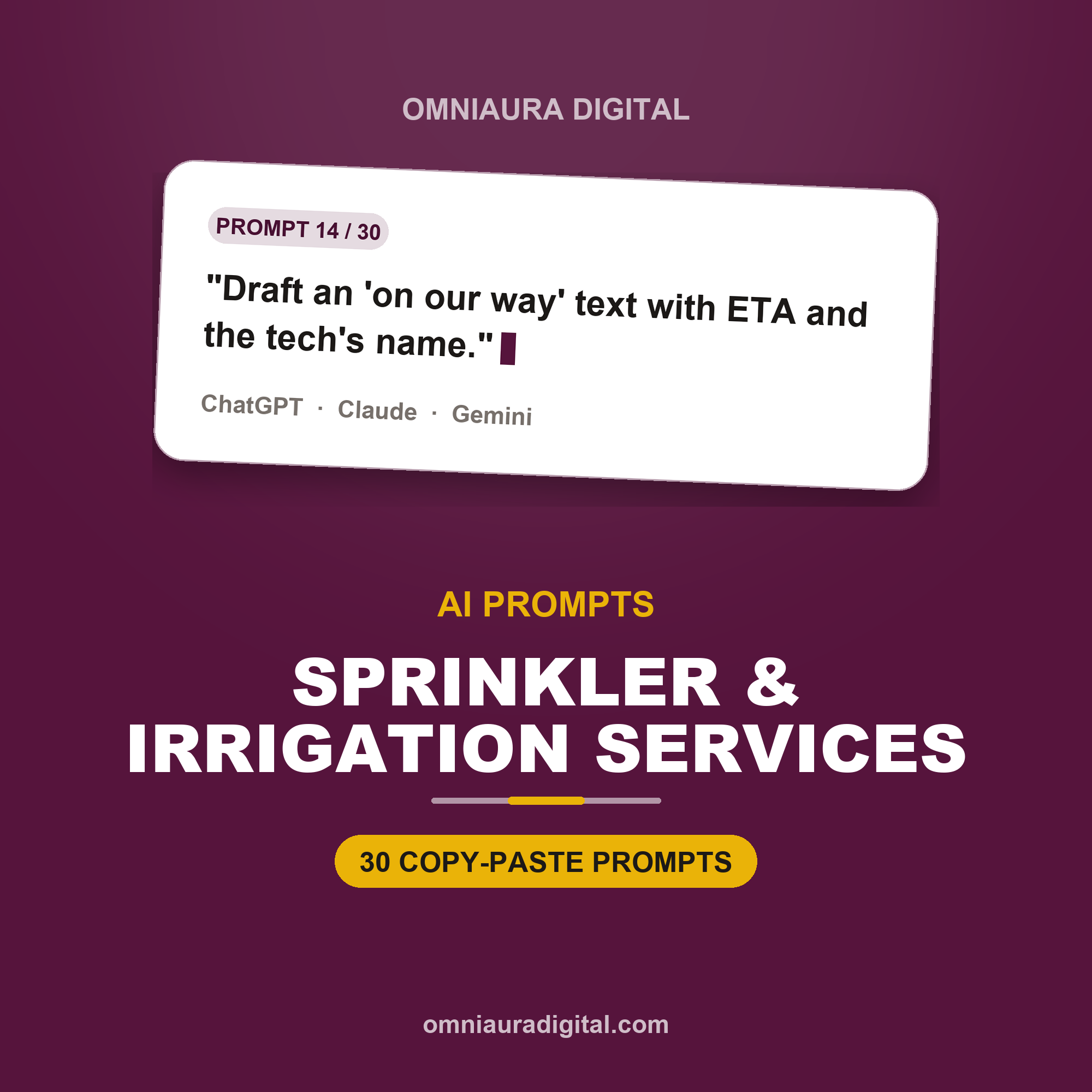 AI Prompt Pack for Sprinkler & Irrigation Services — ChatGPT, Claude & Gemini