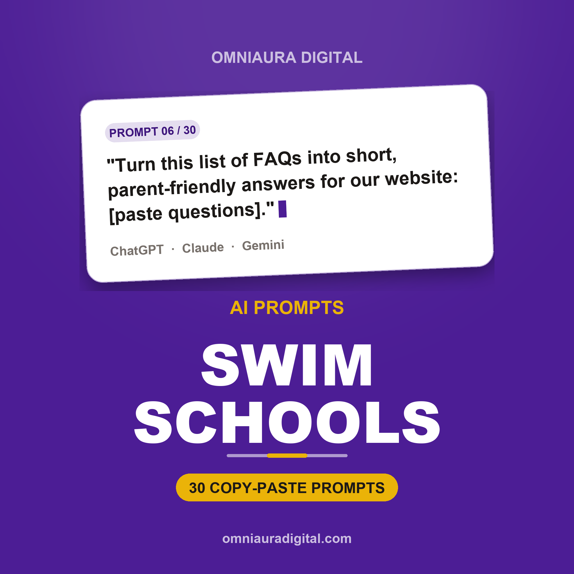 AI Prompt Pack for Swim Schools — ChatGPT, Claude & Gemini