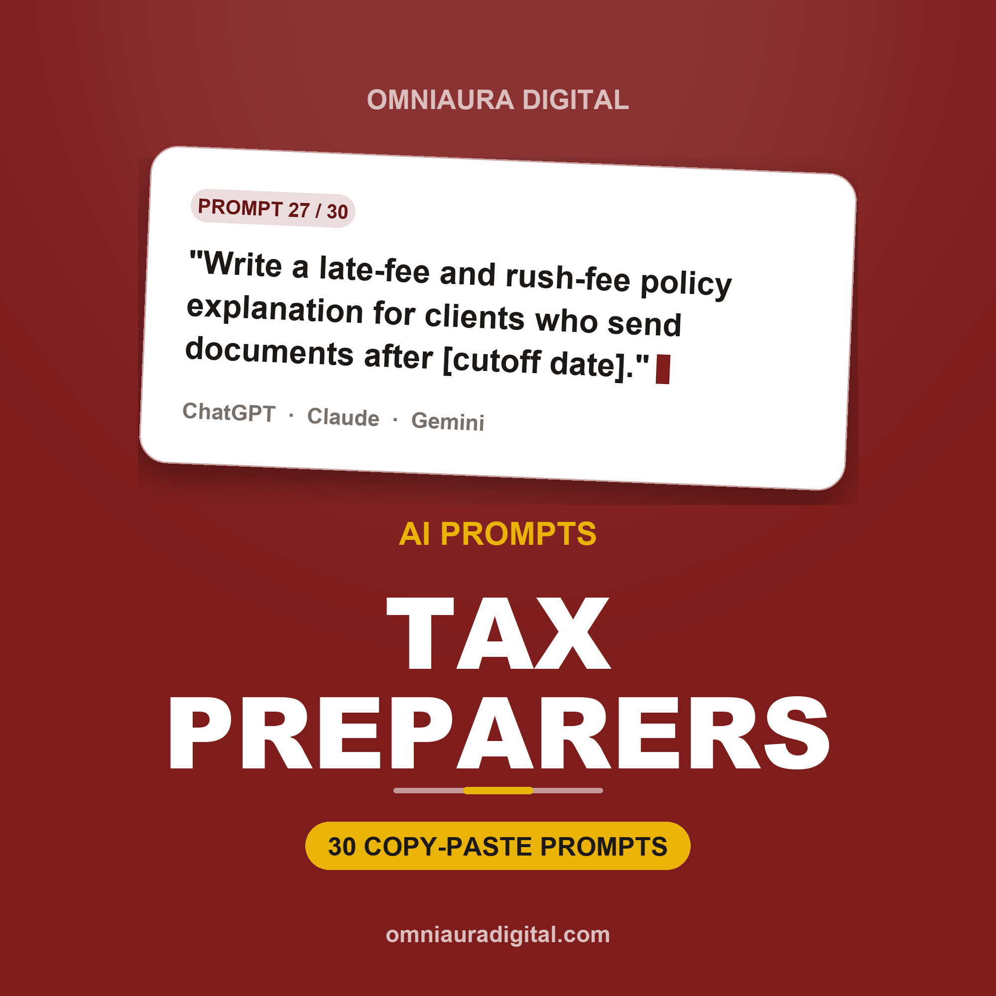 AI Prompt Pack for Tax Preparers — ChatGPT, Claude & Gemini