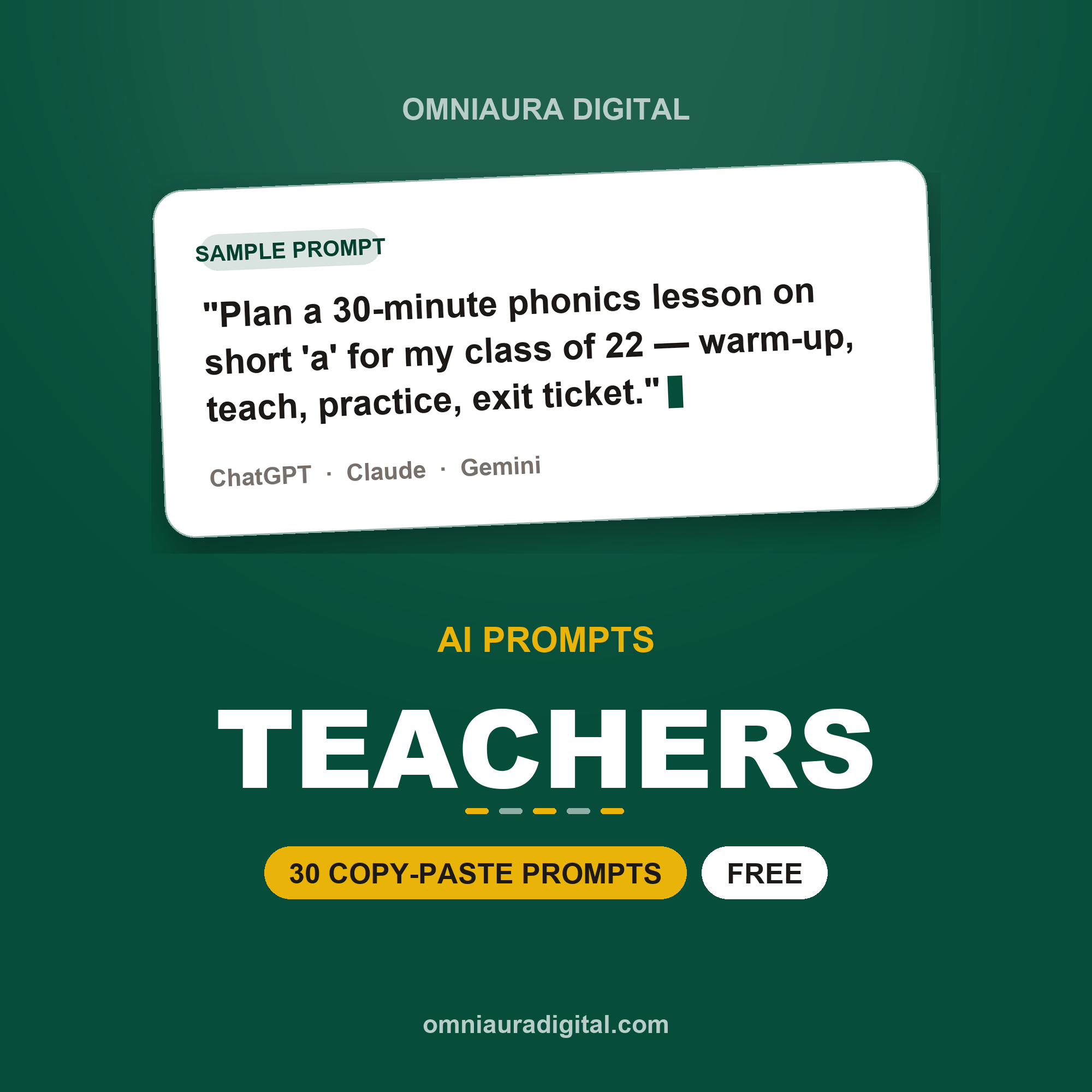 AI Prompt Pack for Teachers — ChatGPT, Claude & Gemini