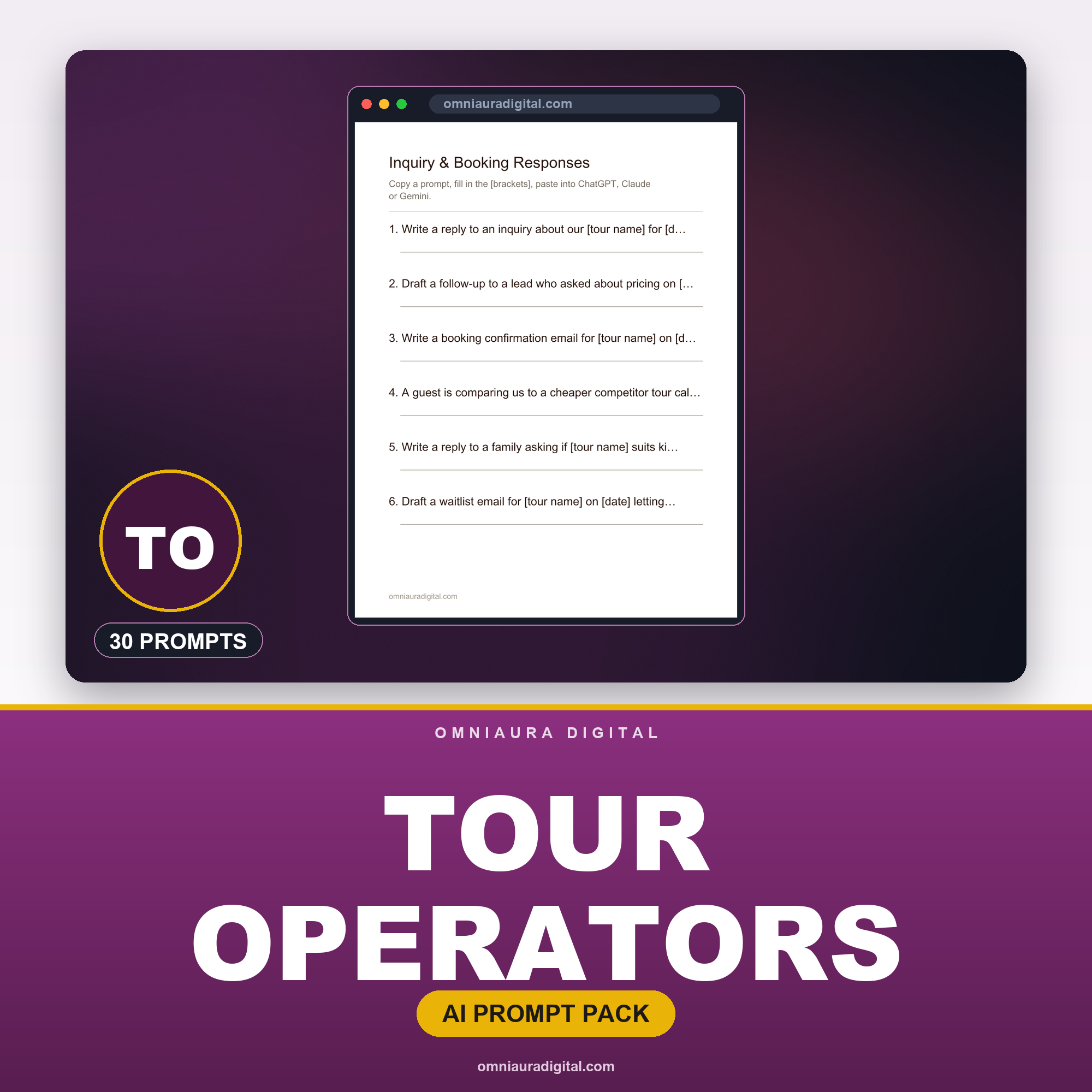 AI Prompt Pack for Tour Operators — ChatGPT, Claude & Gemini