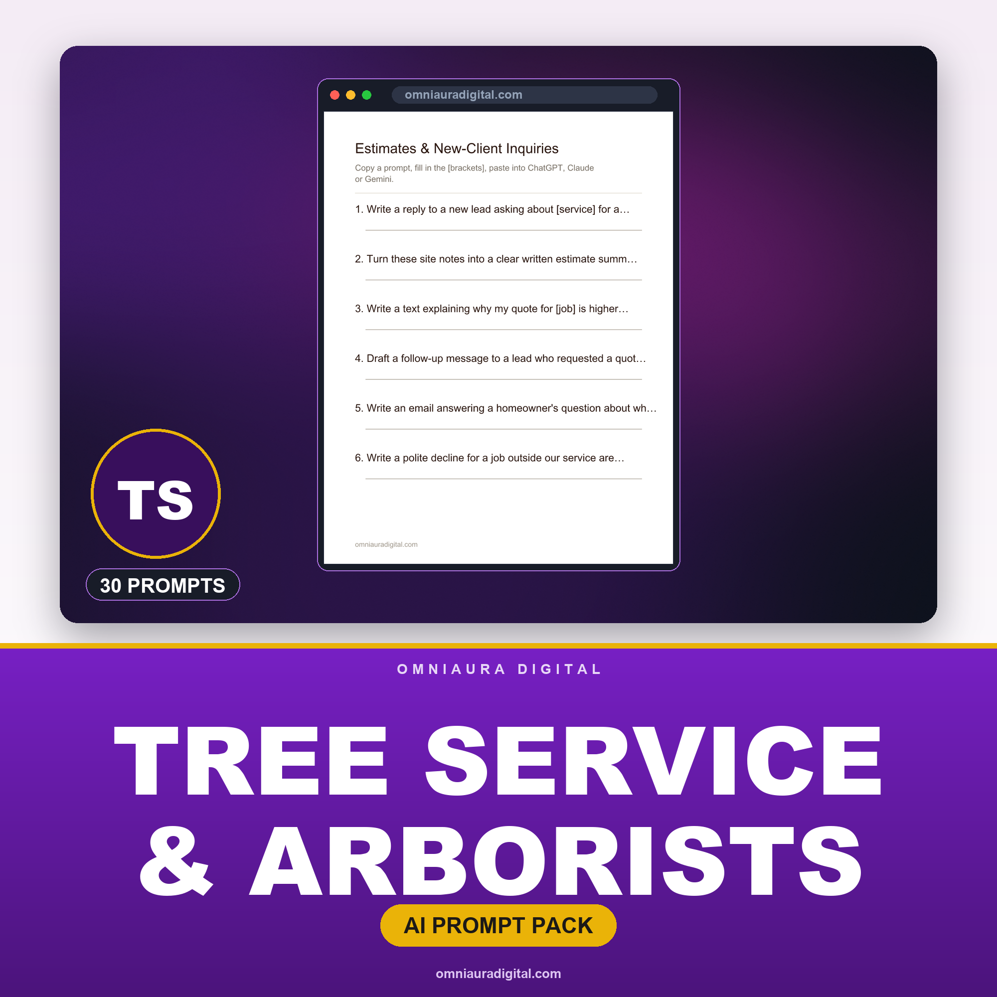 AI Prompt Pack for Tree Service & Arborists — ChatGPT, Claude & Gemini