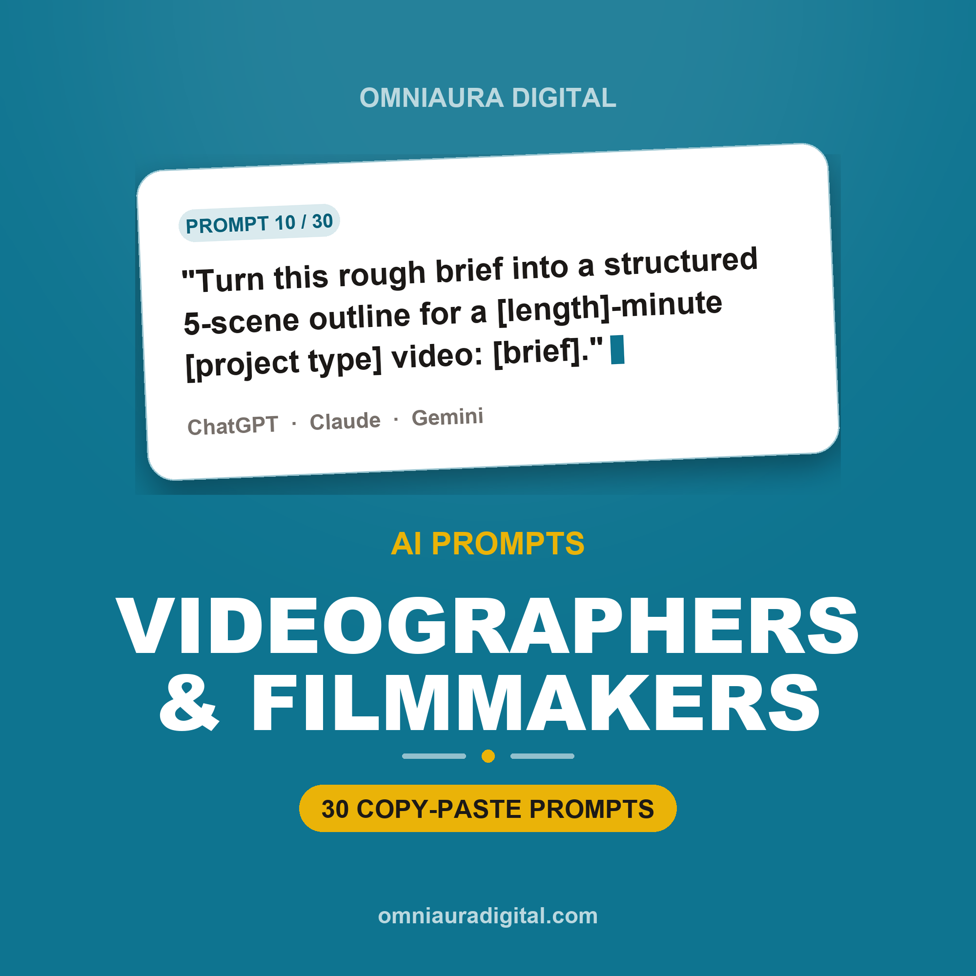 AI Prompt Pack for Videographers & Filmmakers — ChatGPT, Claude & Gemini