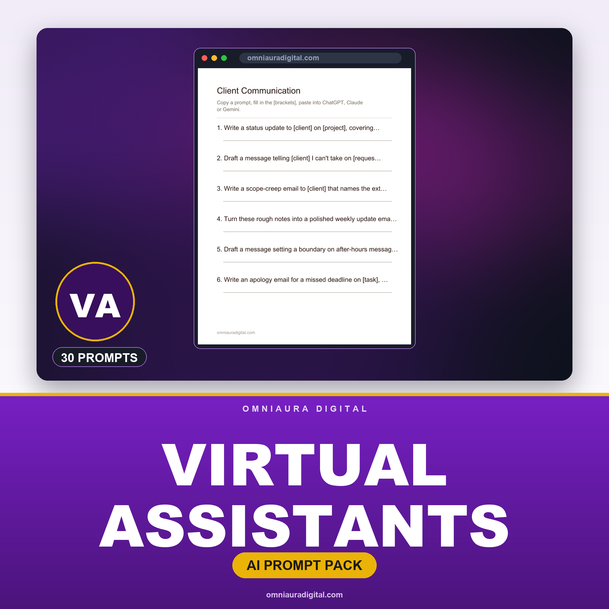 AI Prompt Pack for Virtual Assistants — ChatGPT, Claude & Gemini