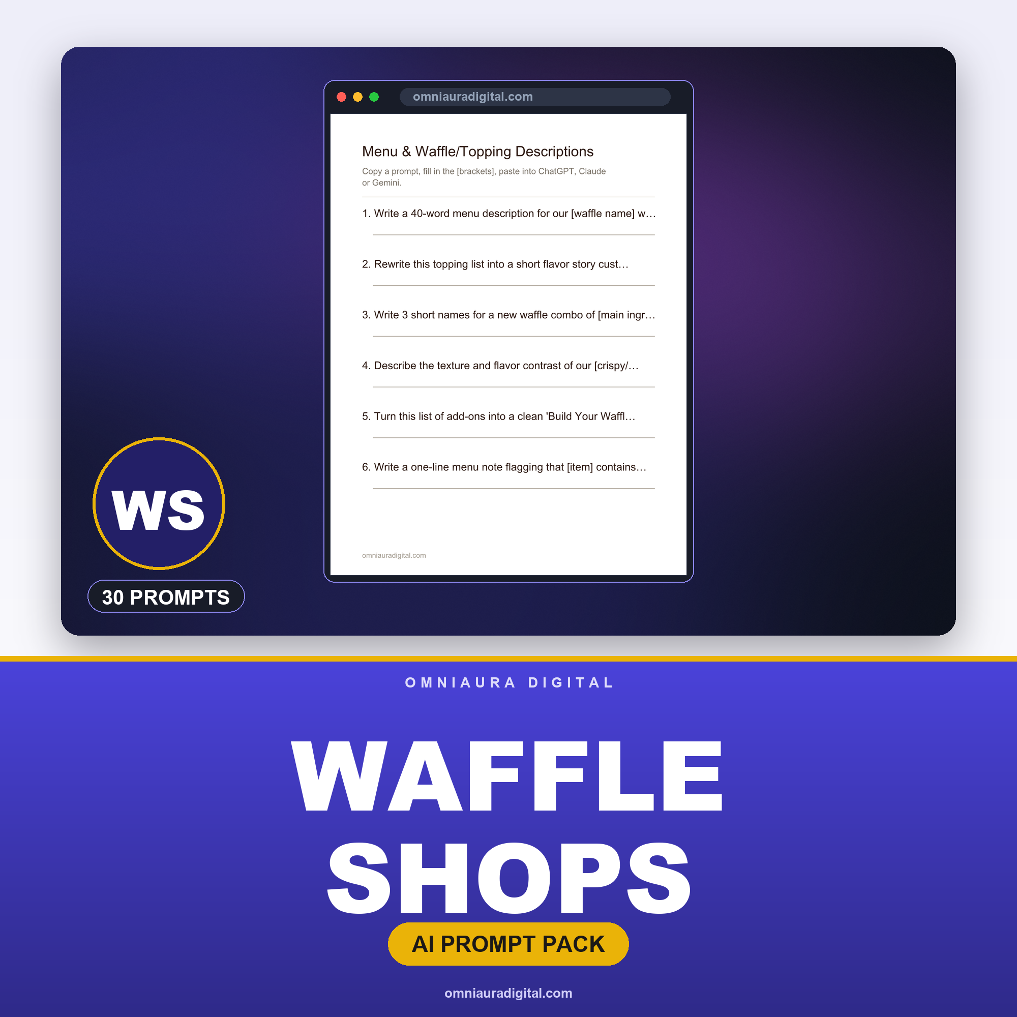 AI Prompt Pack for Waffle Shops — ChatGPT, Claude & Gemini