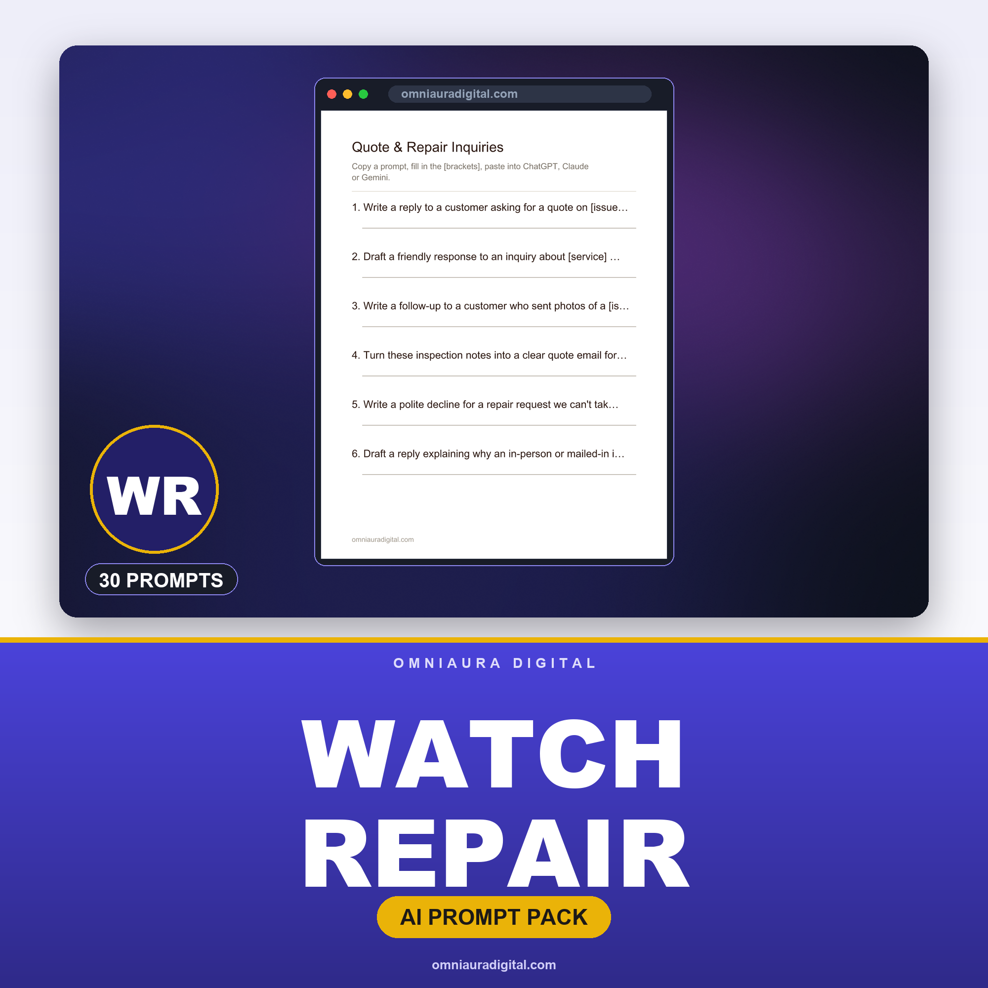 AI Prompt Pack for Watch Repair — ChatGPT, Claude & Gemini
