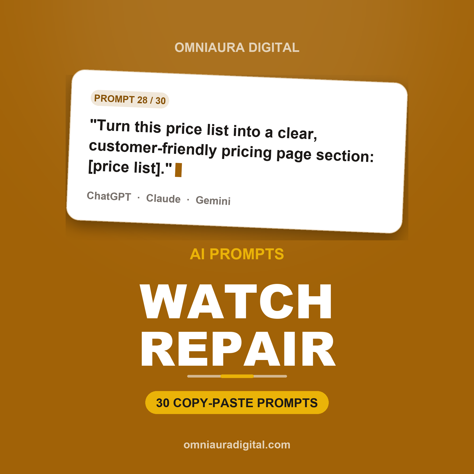 AI Prompt Pack for Watch Repair — ChatGPT, Claude & Gemini