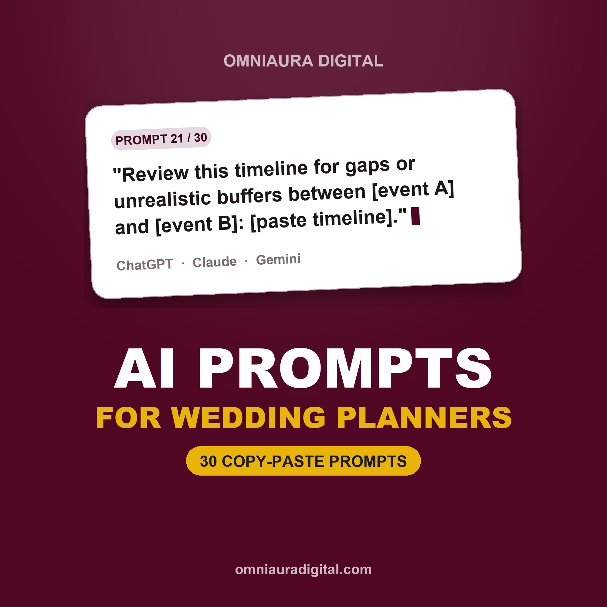 AI Prompt Pack for Wedding Planners — ChatGPT, Claude & Gemini