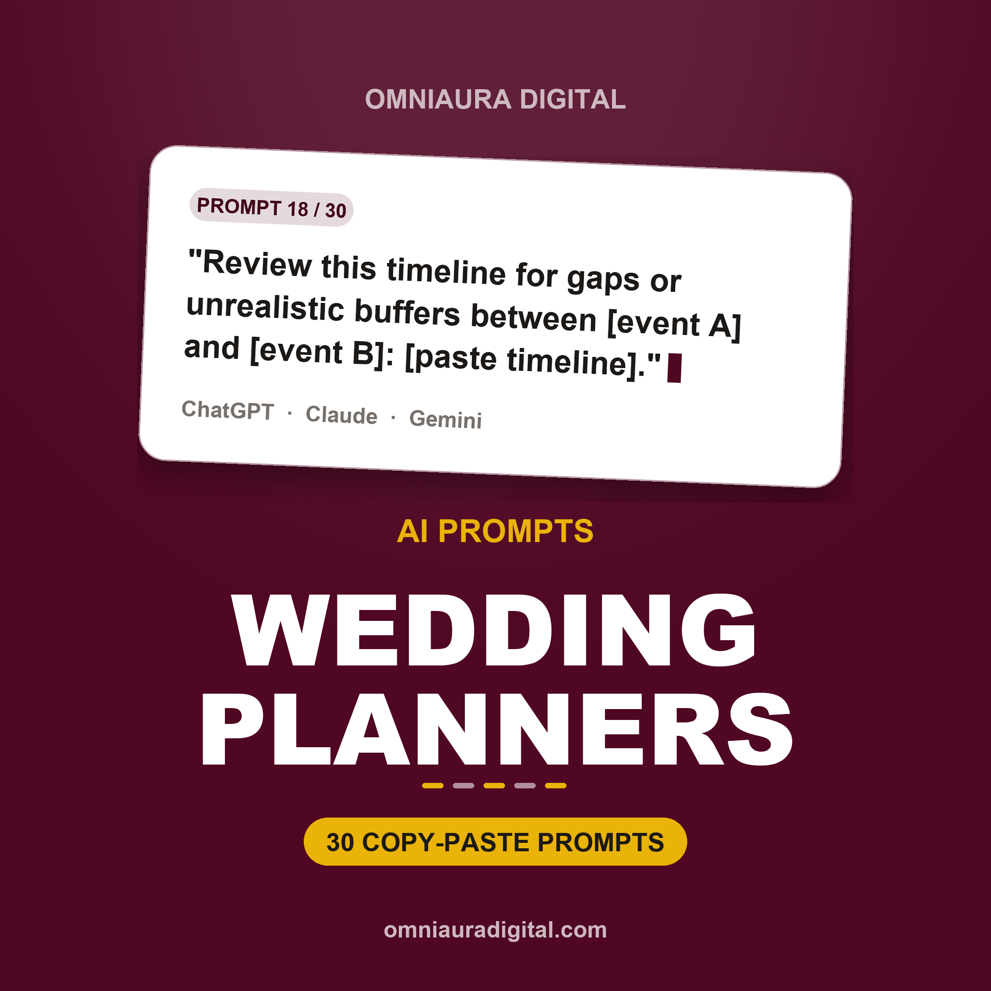 AI Prompt Pack for Wedding Planners — ChatGPT, Claude & Gemini