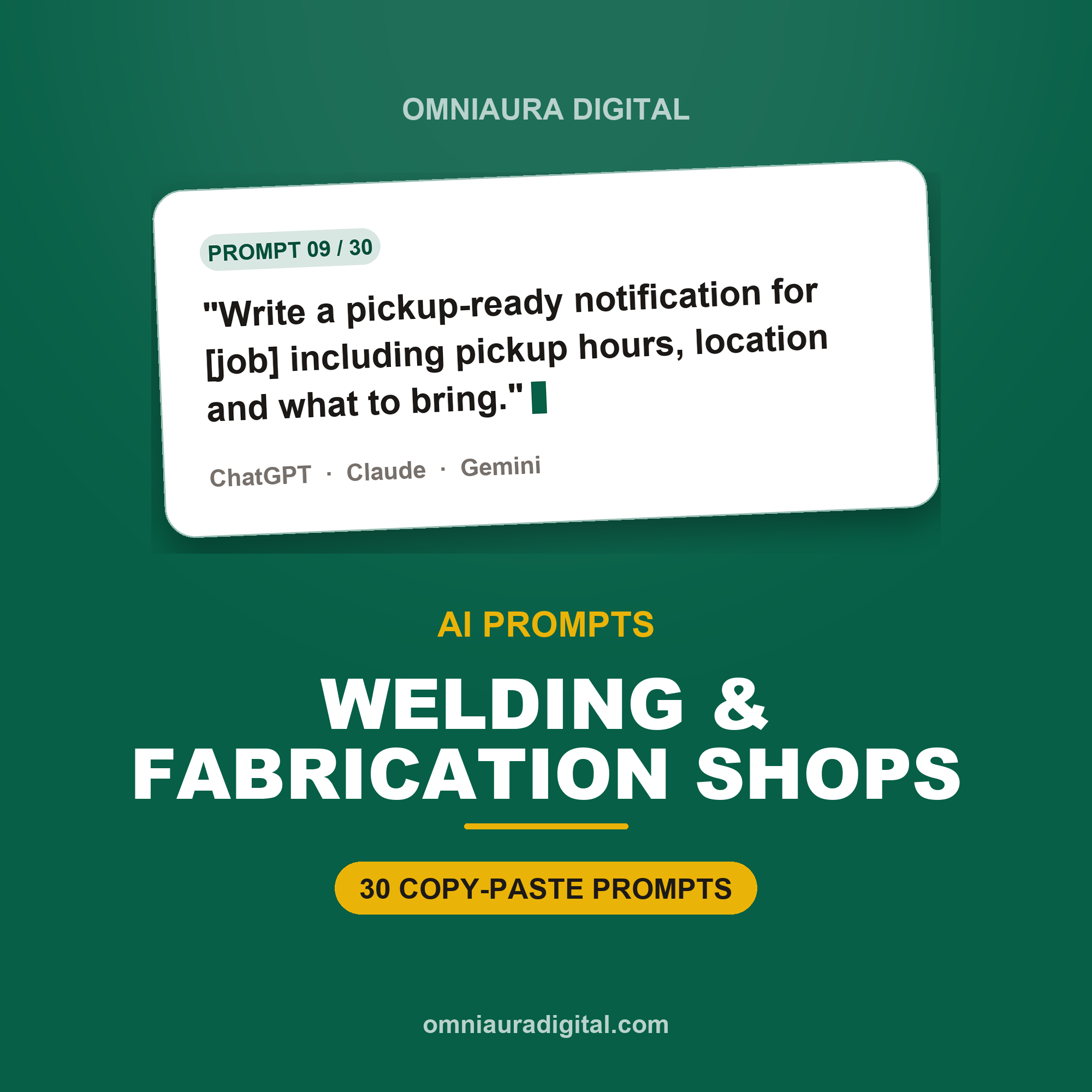 AI Prompt Pack for Welding & Fabrication Shops — ChatGPT, Claude & Gemini