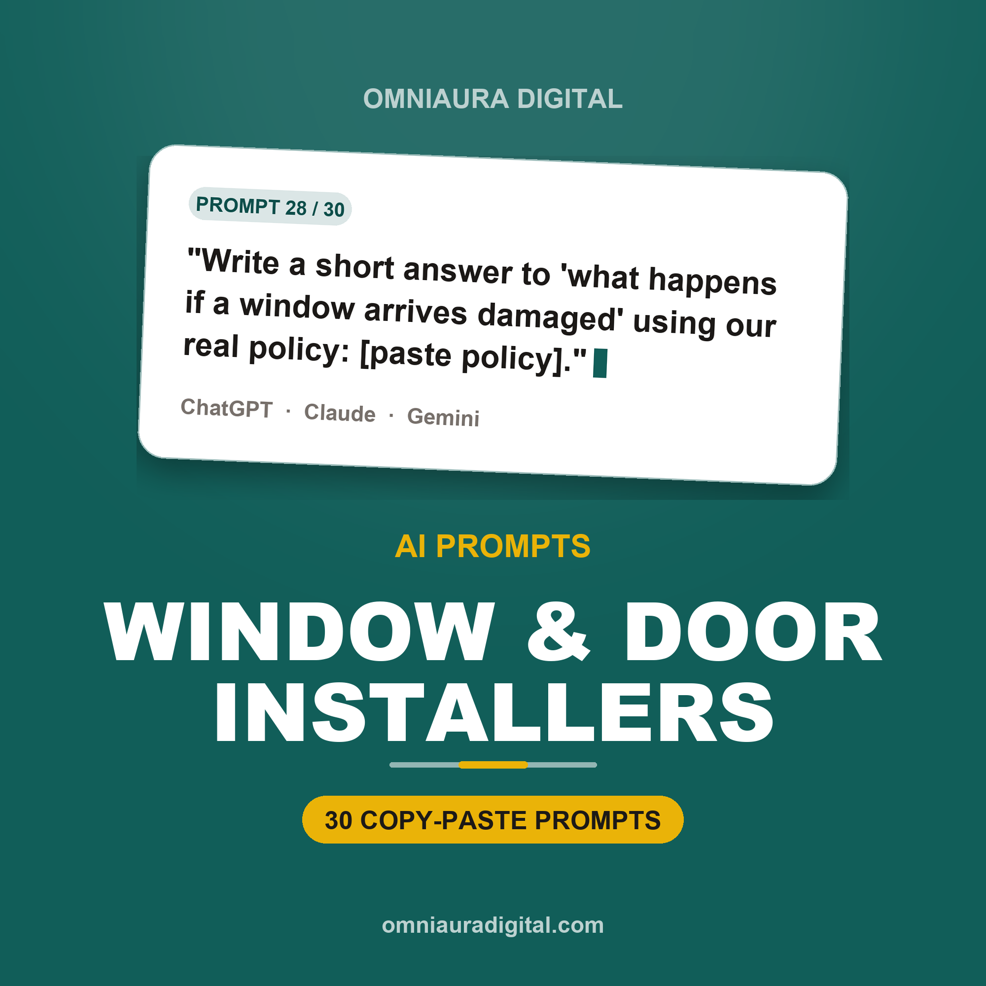 AI Prompt Pack for Window & Door Installers — ChatGPT, Claude & Gemini