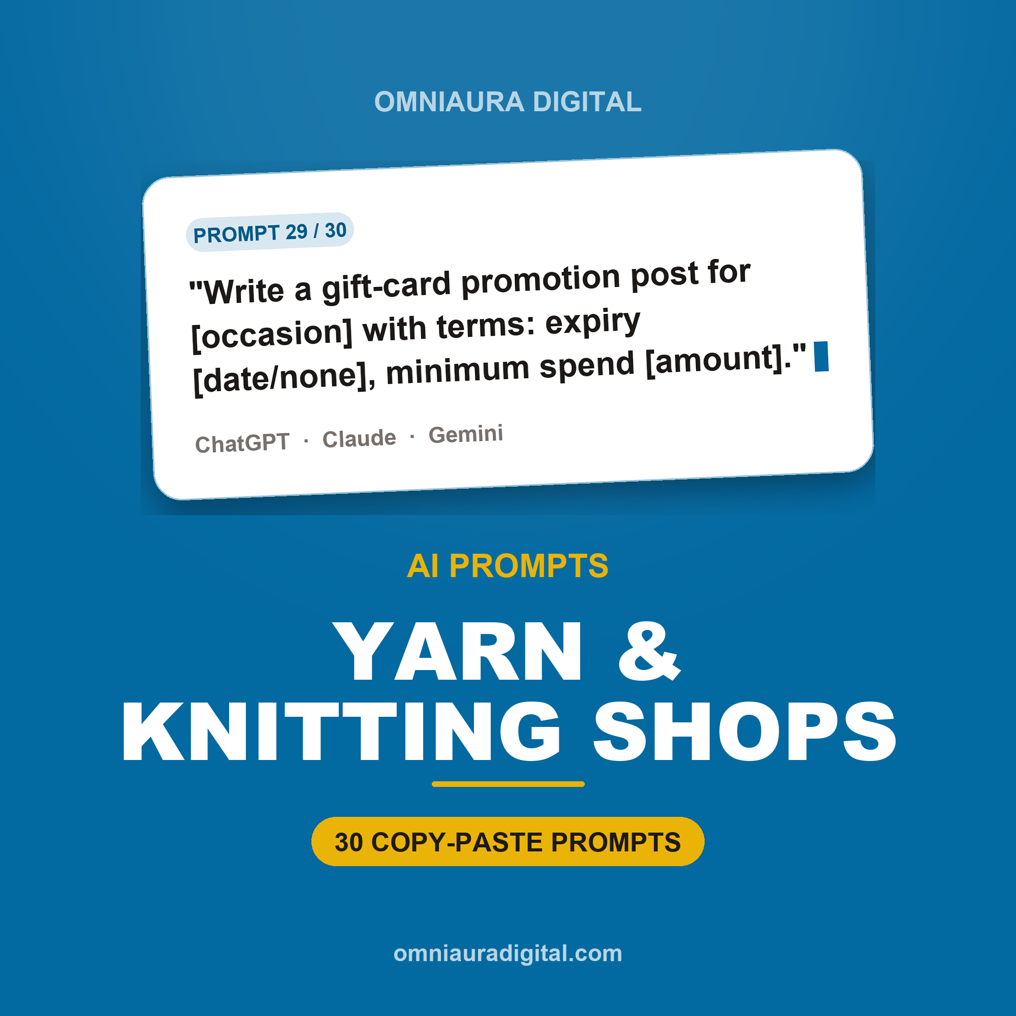 AI Prompt Pack for Yarn & Knitting Shops — ChatGPT, Claude & Gemini