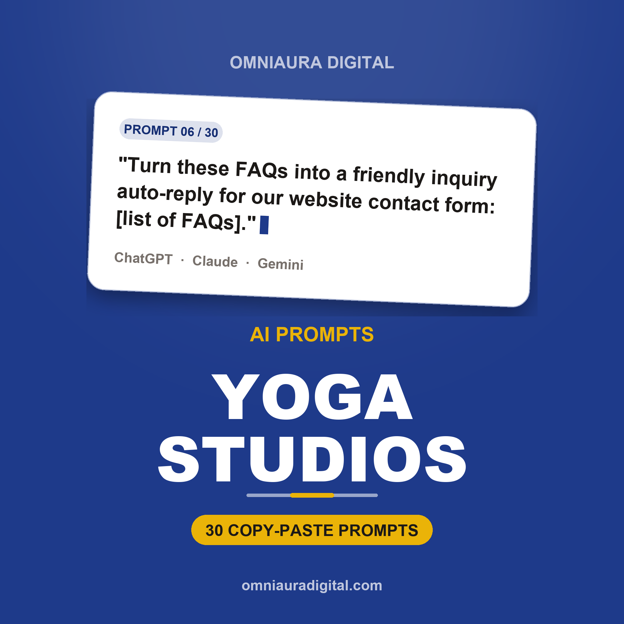 AI Prompt Pack for Yoga Studios — ChatGPT, Claude & Gemini