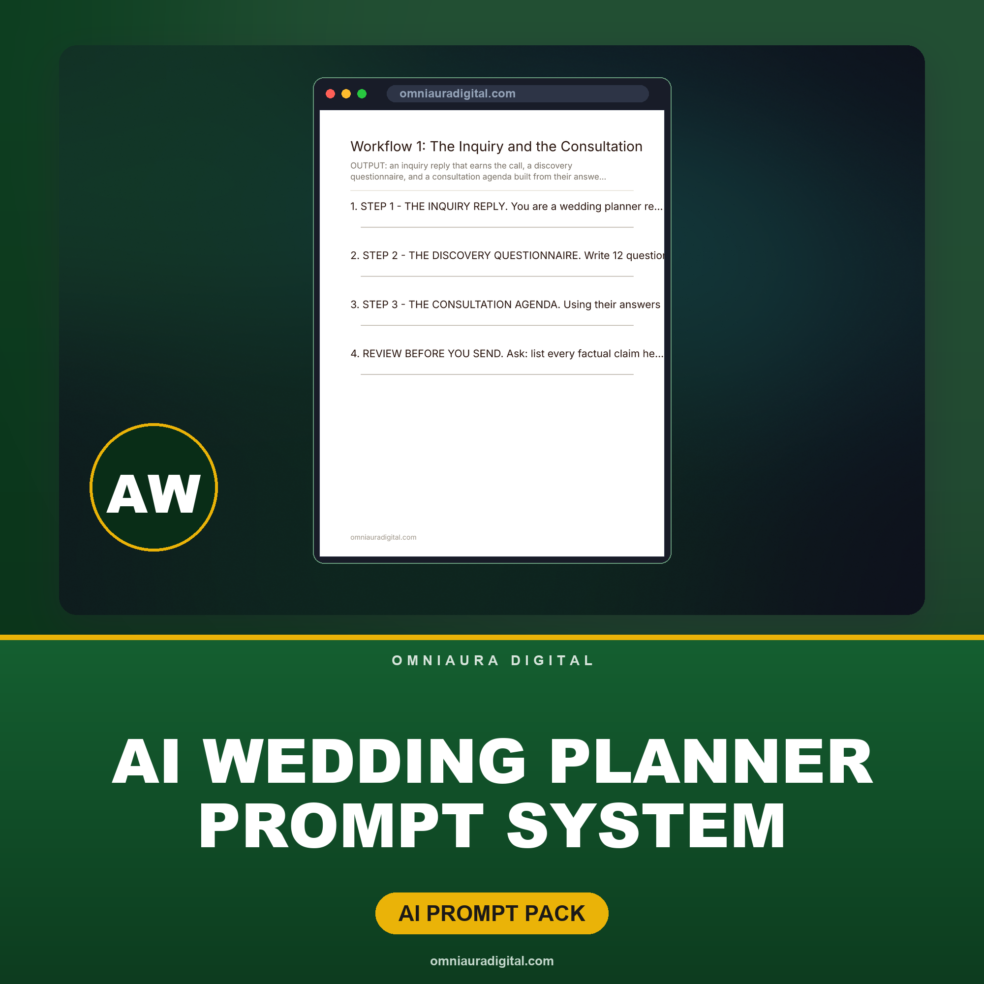 AI Wedding Planner Prompt System — Inquiry to Day-Of Workflows (ChatGPT, Claude & Gemini)