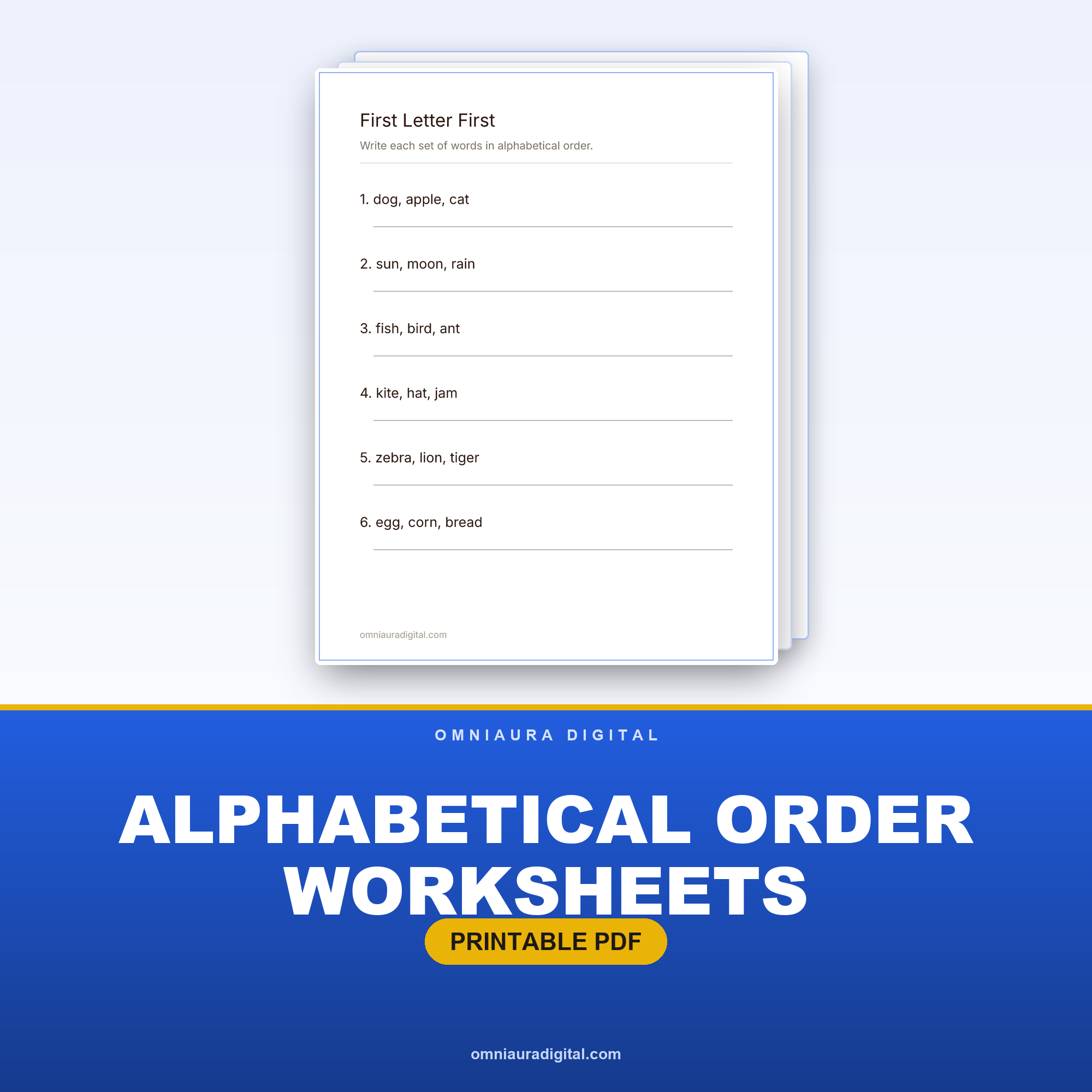 Alphabetical Order Worksheets — ABC Order Made Easy (Grades 1-3)