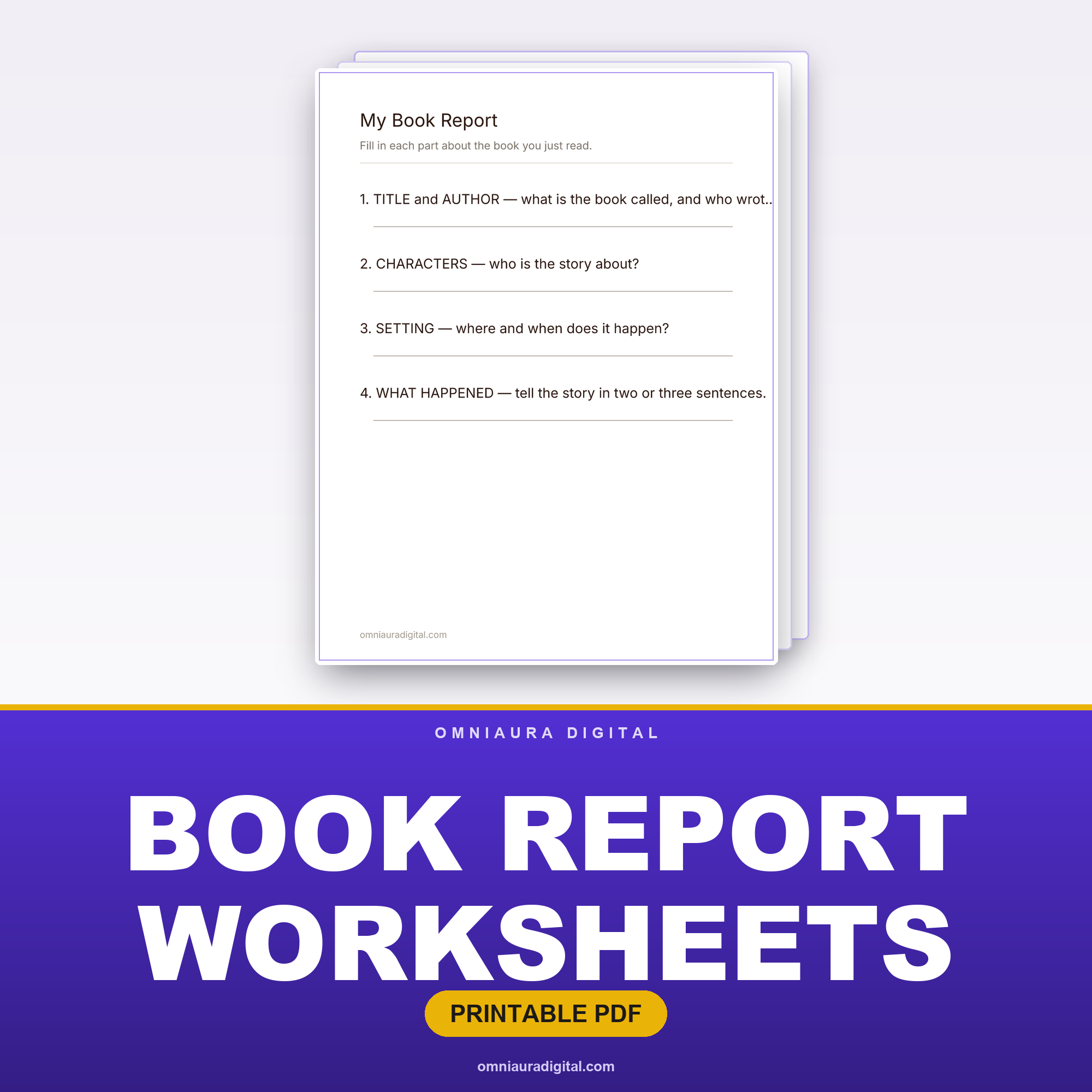 Book Report Worksheets — Response Frames, Grades 1-3