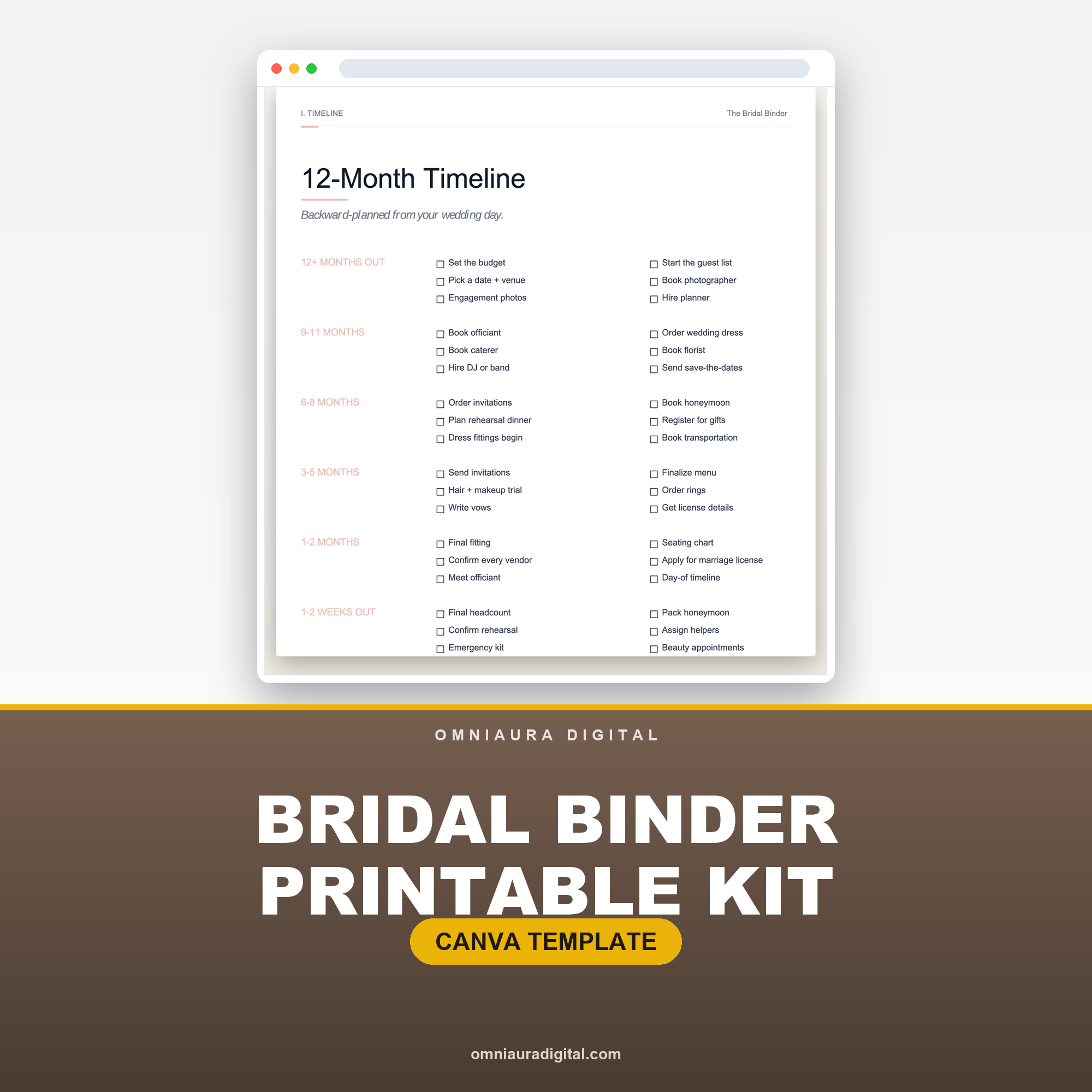 Bridal Binder Printable Kit