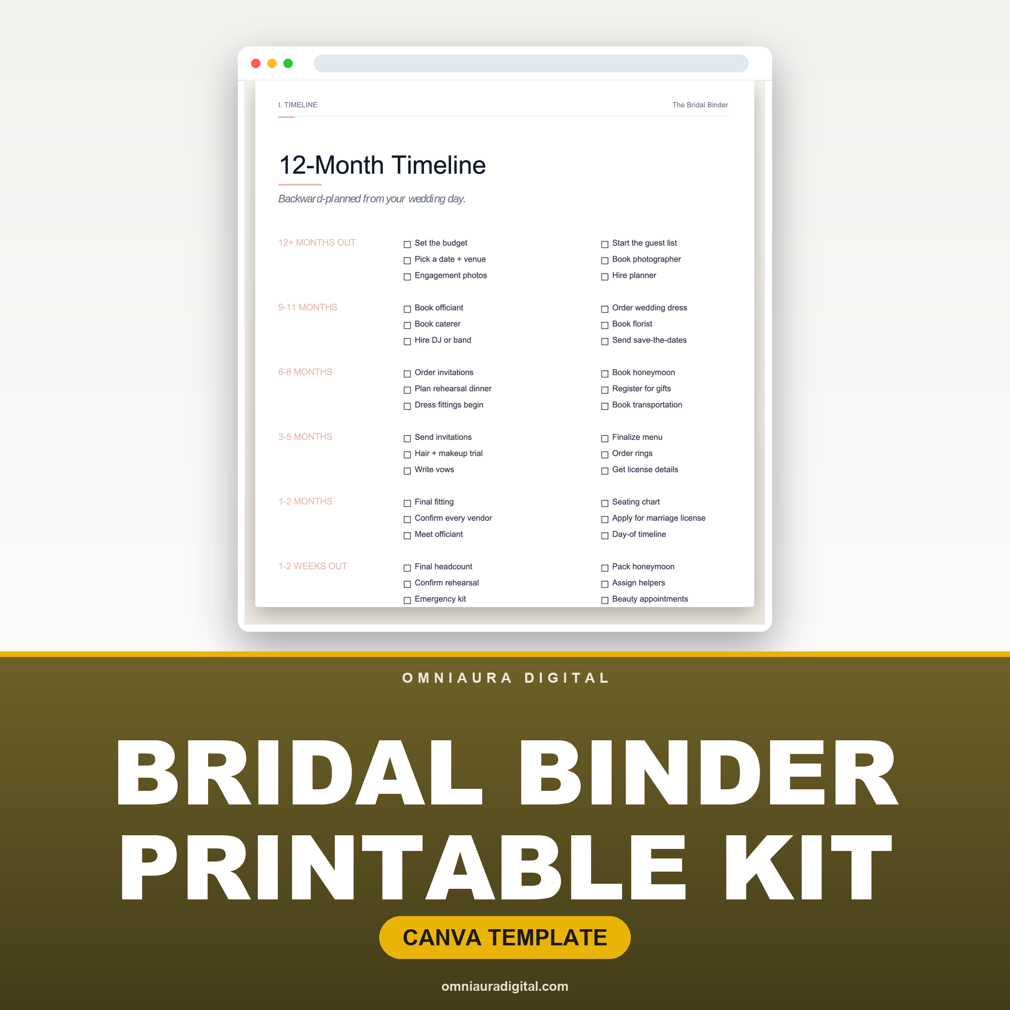 Bridal Binder Printable Kit