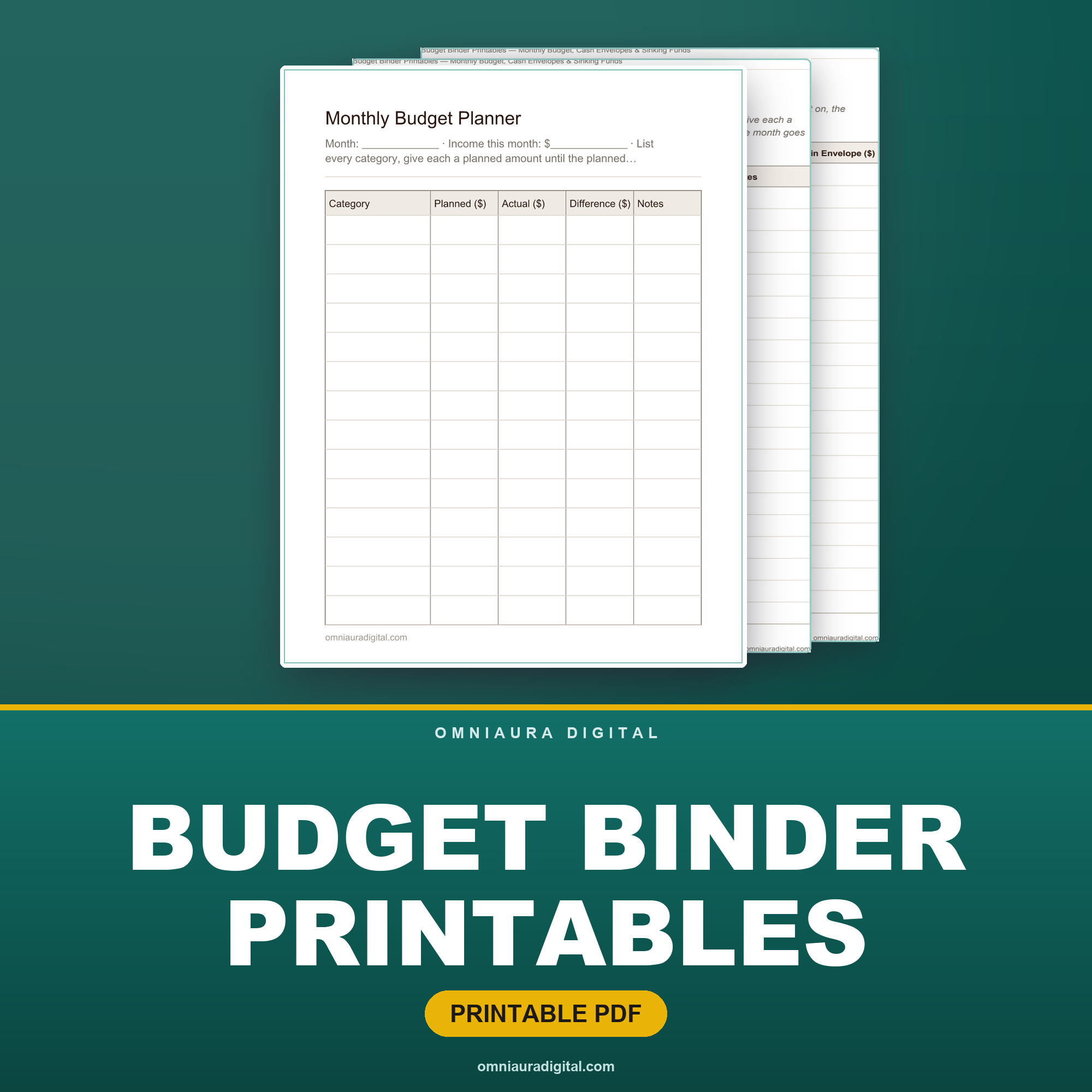 Budget Binder Printables — Monthly Budget, Cash Envelopes & Sinking Funds