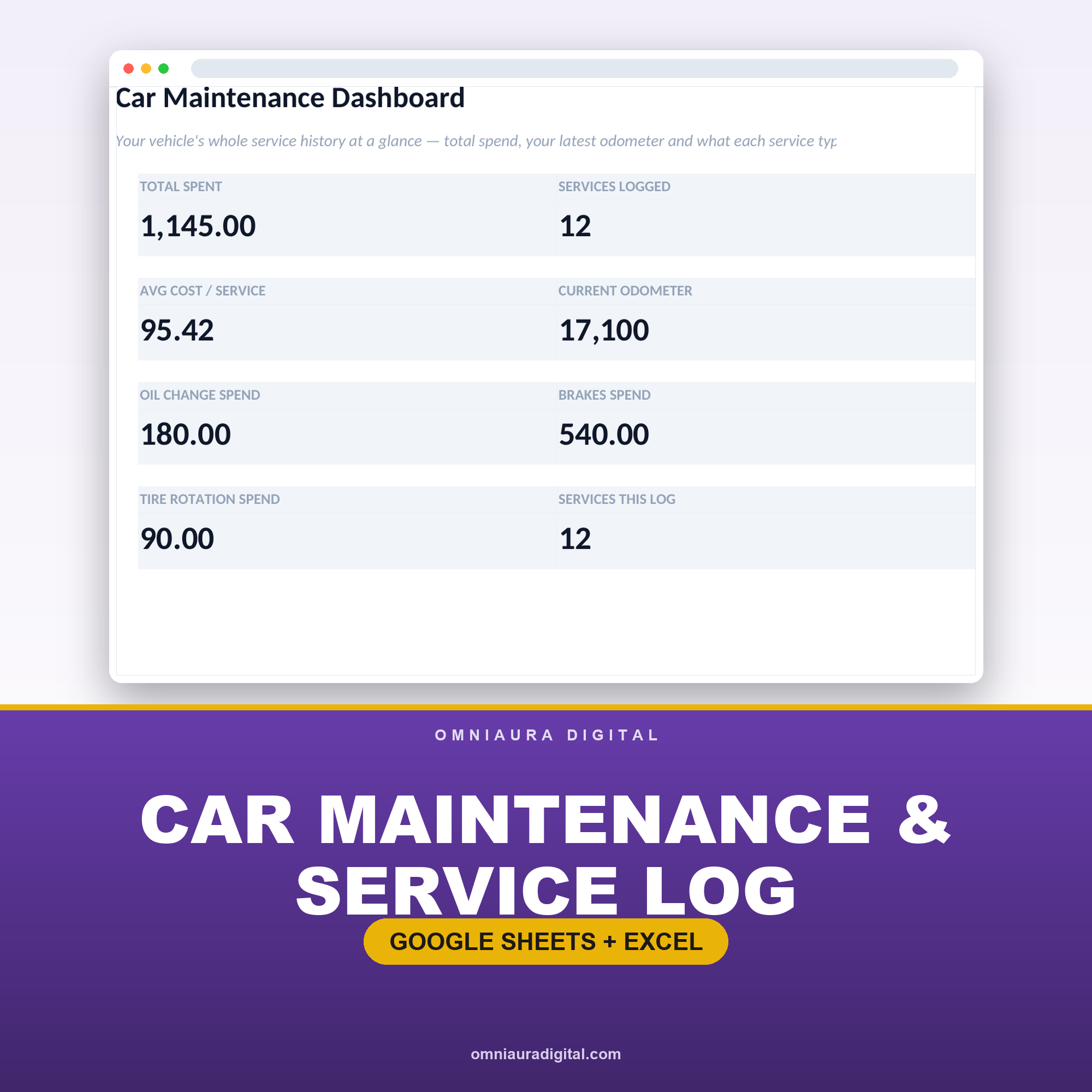Car Maintenance & Service Log