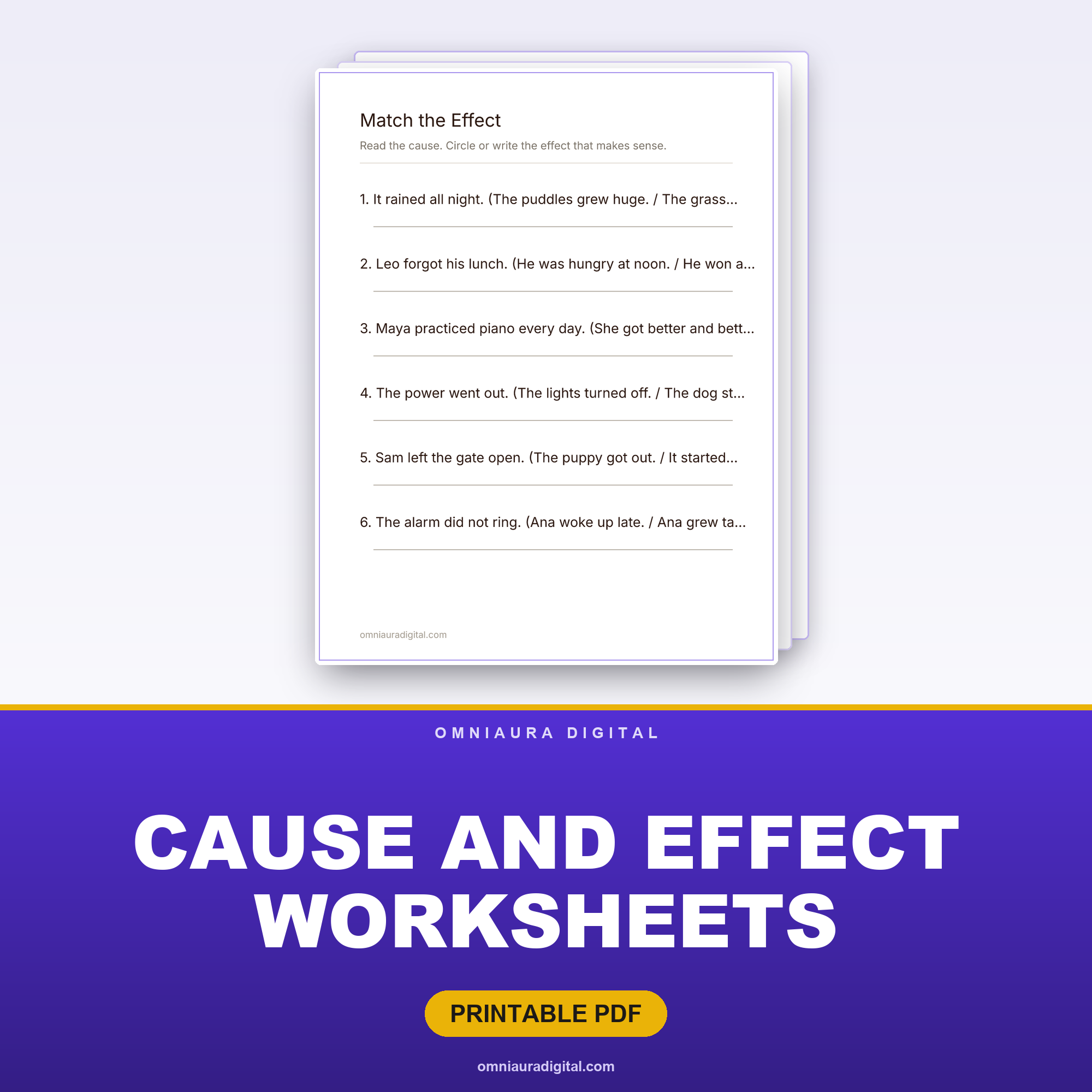 Cause and Effect Worksheets — Because, So and Why