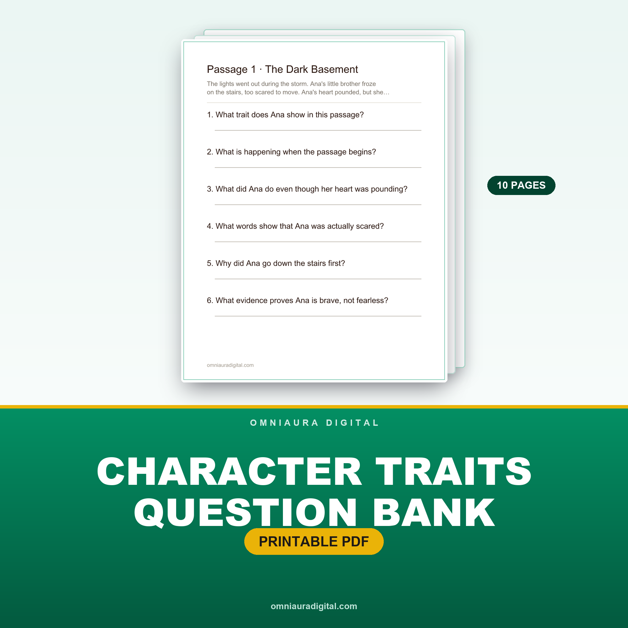 Character Traits Question Bank — Grades 3-5