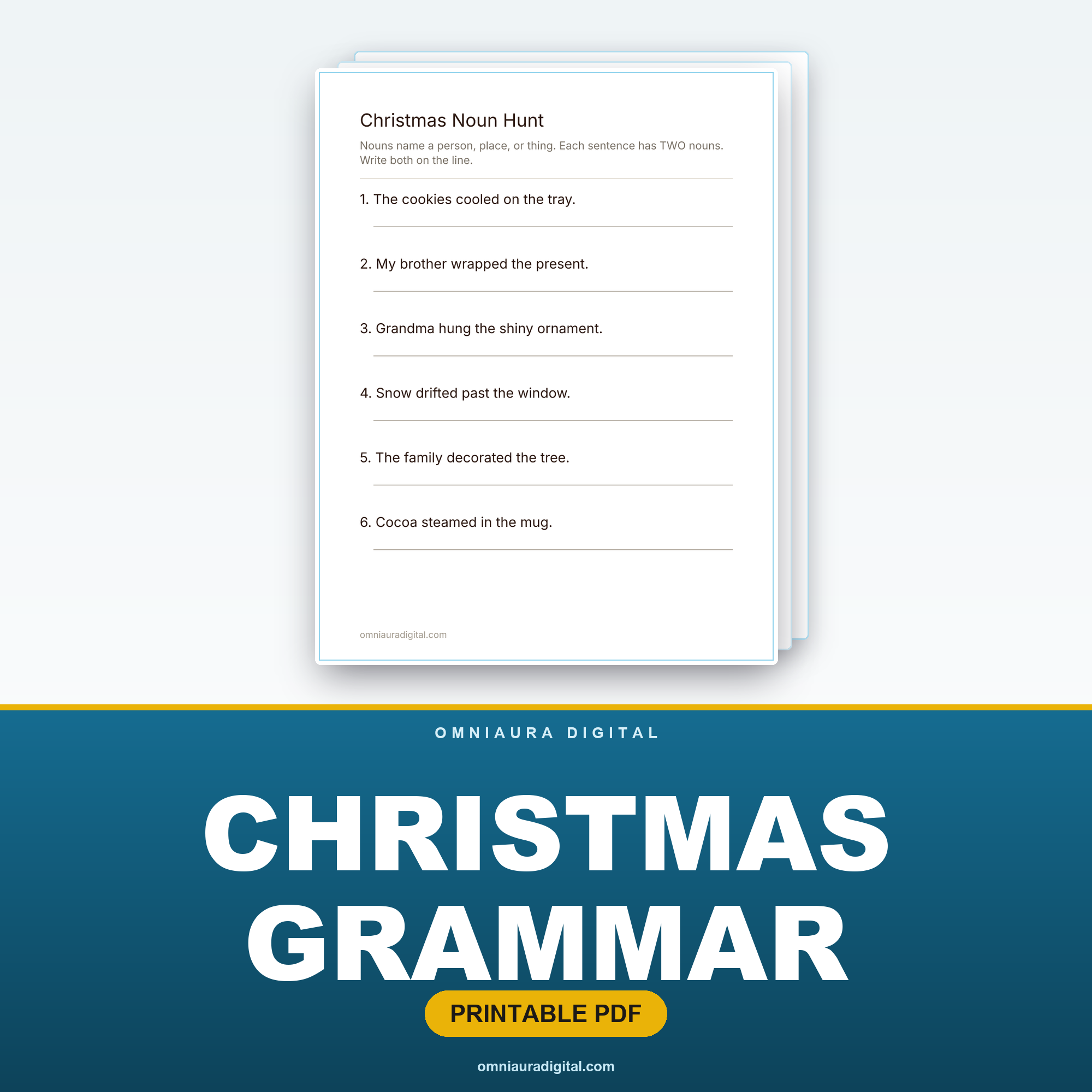 Christmas Grammar — Nouns, Verbs & Adjectives (Grades 1-3)