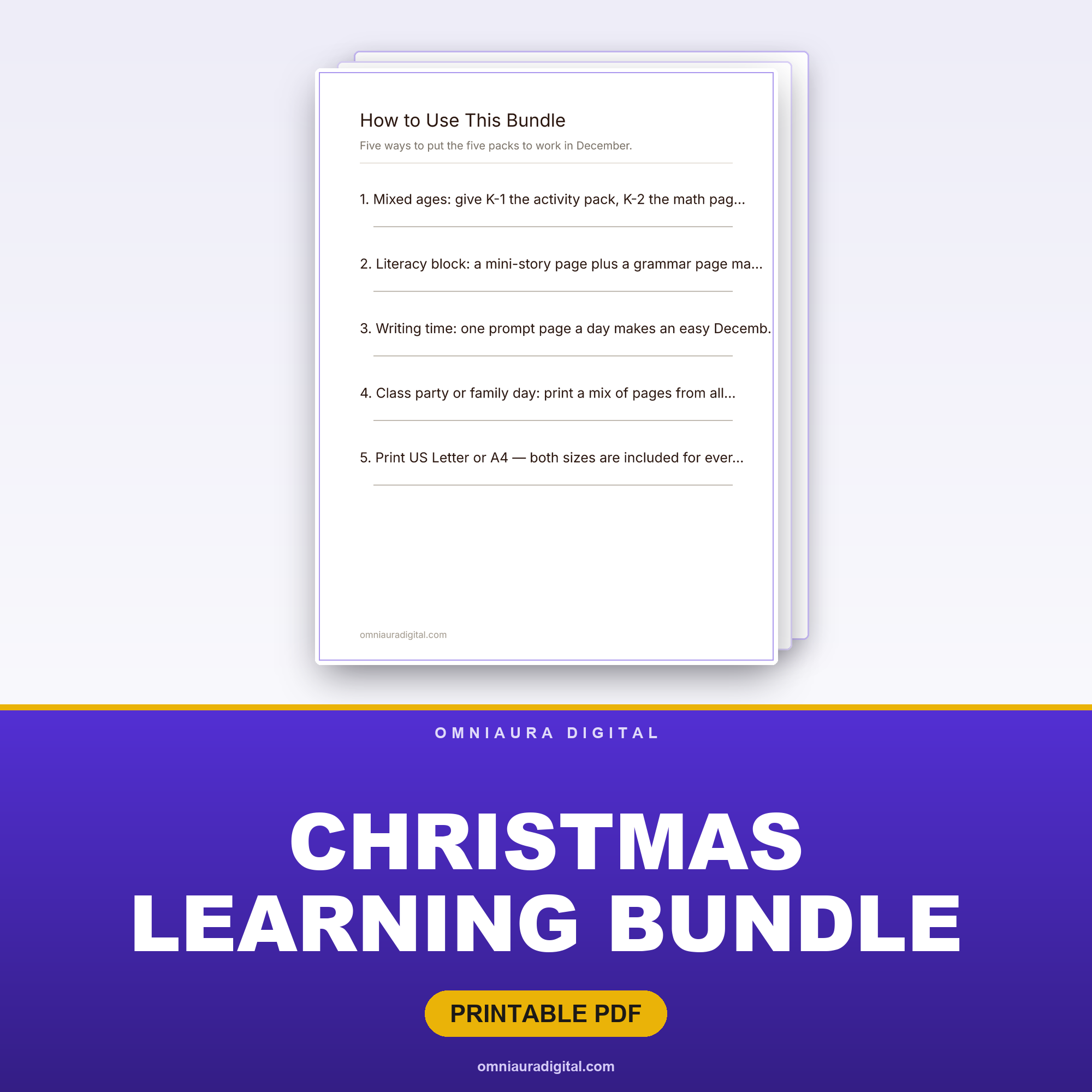 Christmas Learning Bundle — 5 Complete Packs (K-4)