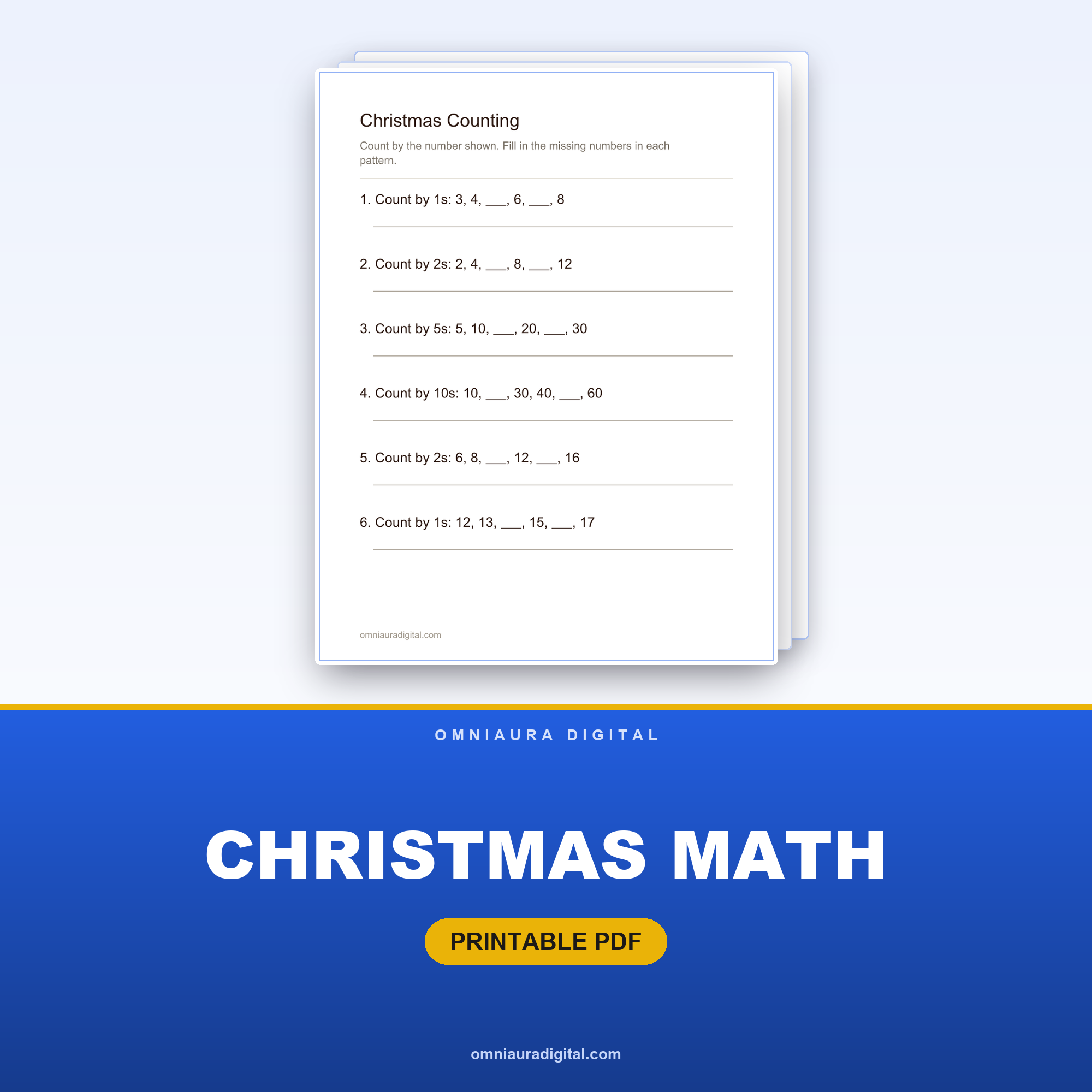 Christmas Math — Counting, Addition & Subtraction (K-2)