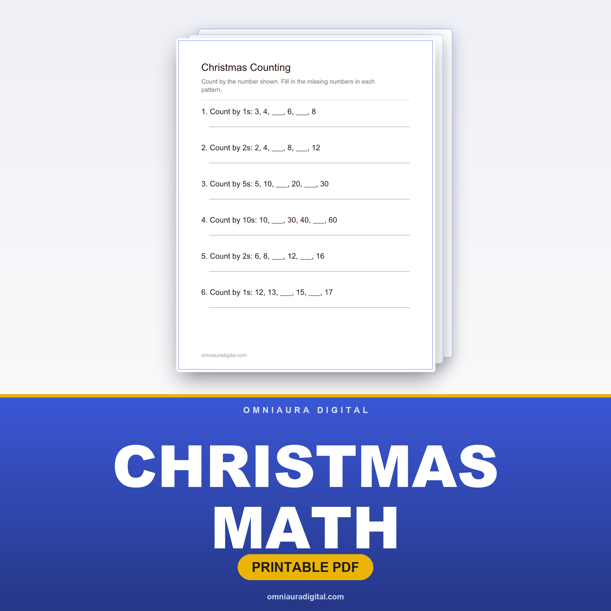 Christmas Math — Counting, Addition & Subtraction (K-2)
