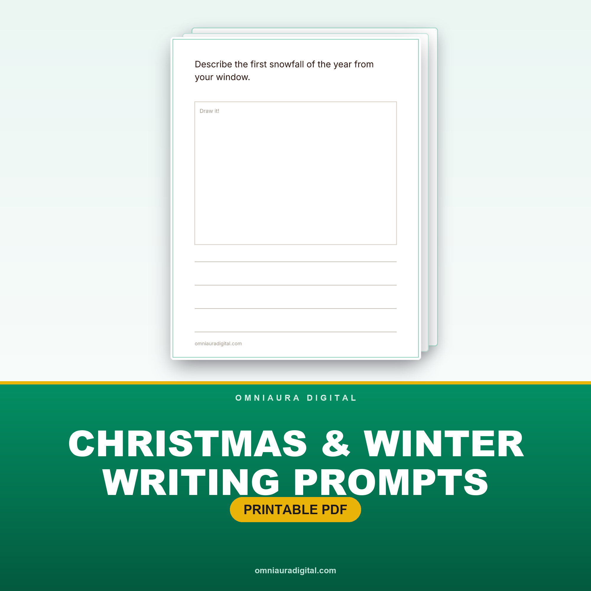 Christmas & Winter Writing Prompts — 40 Journal Pages (Grades 1-4)