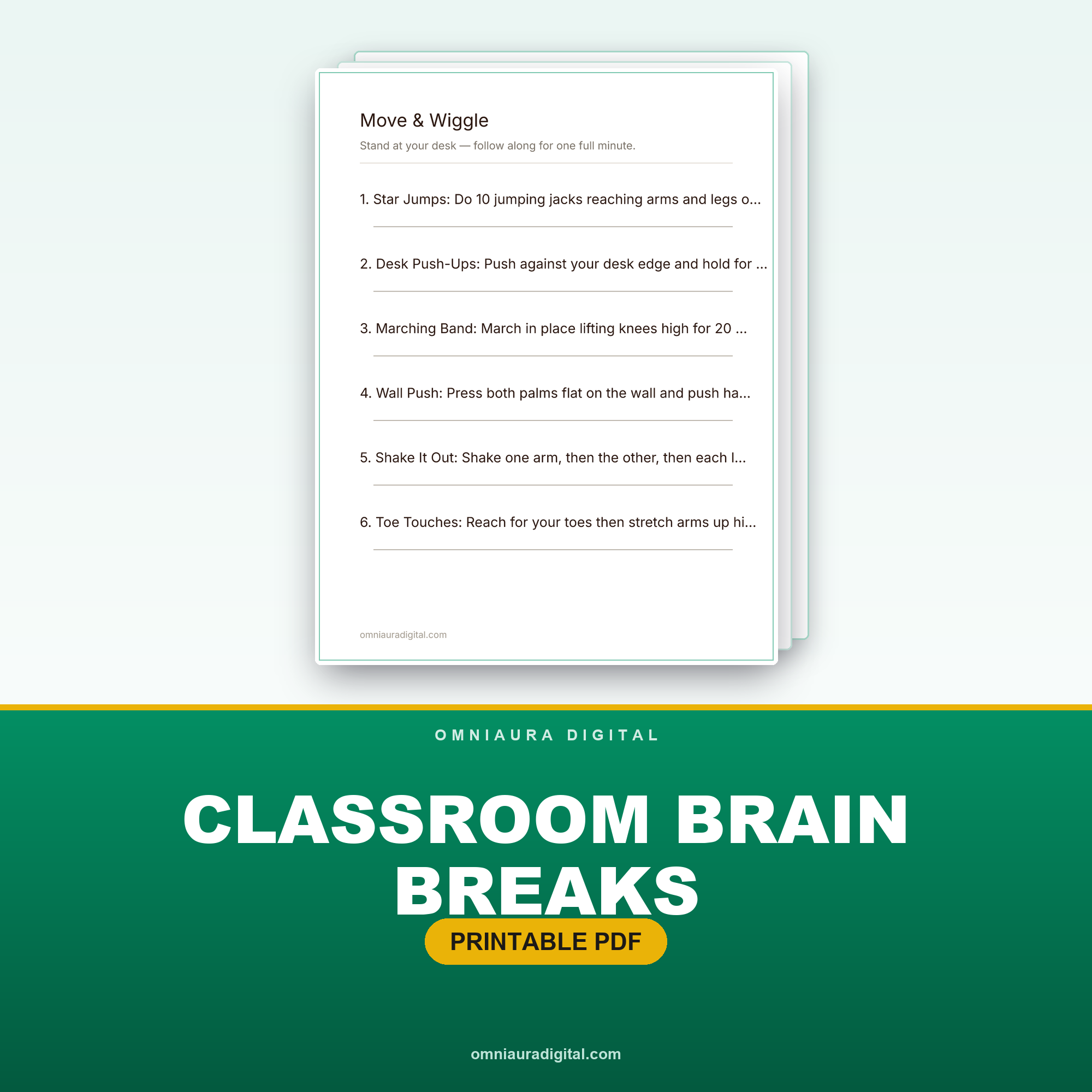 Classroom Brain Breaks — 80 Quick Reset Activities (K-5)