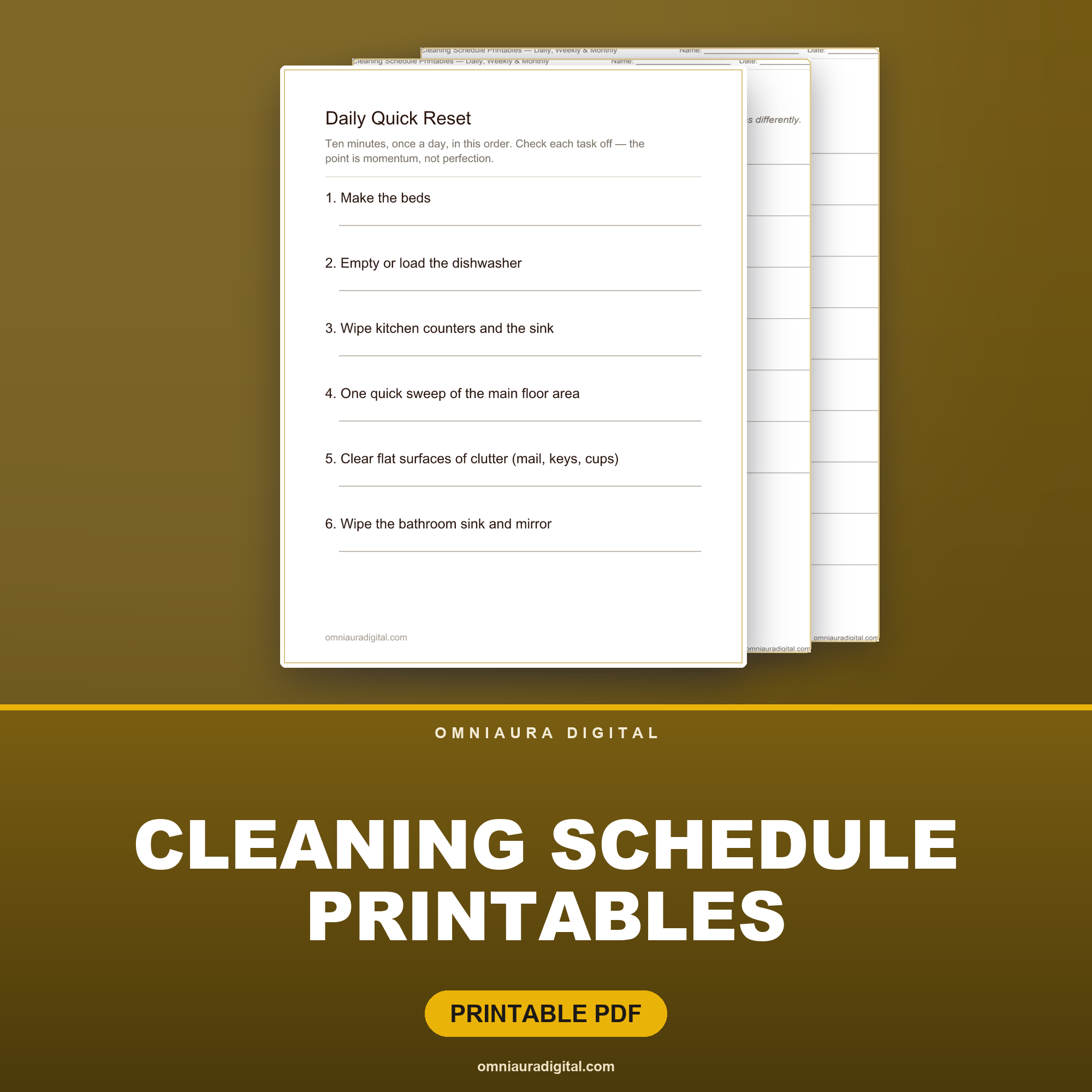 Cleaning Schedule Printables — Daily, Weekly & Monthly
