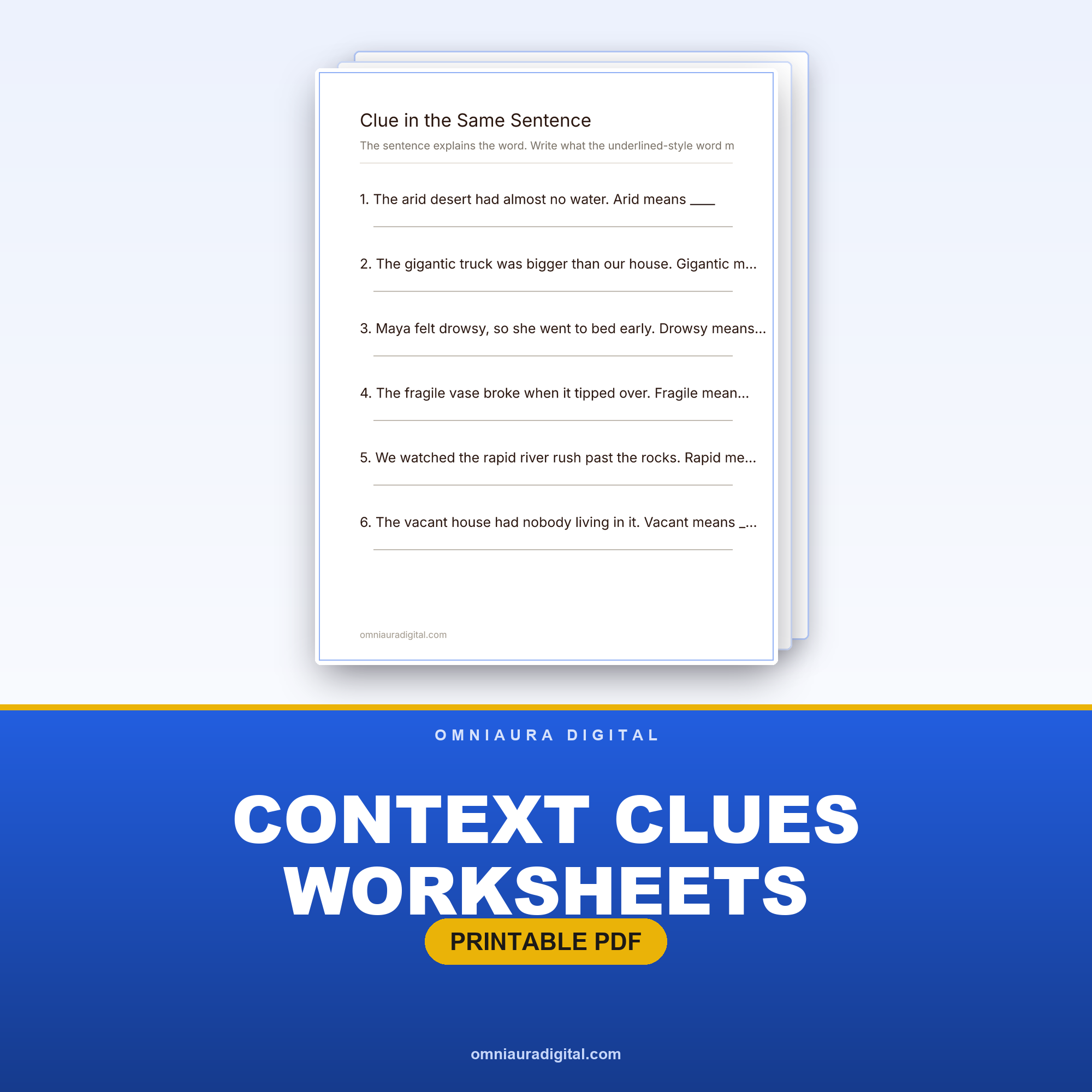 Context Clues Worksheets — Figure Out New Words