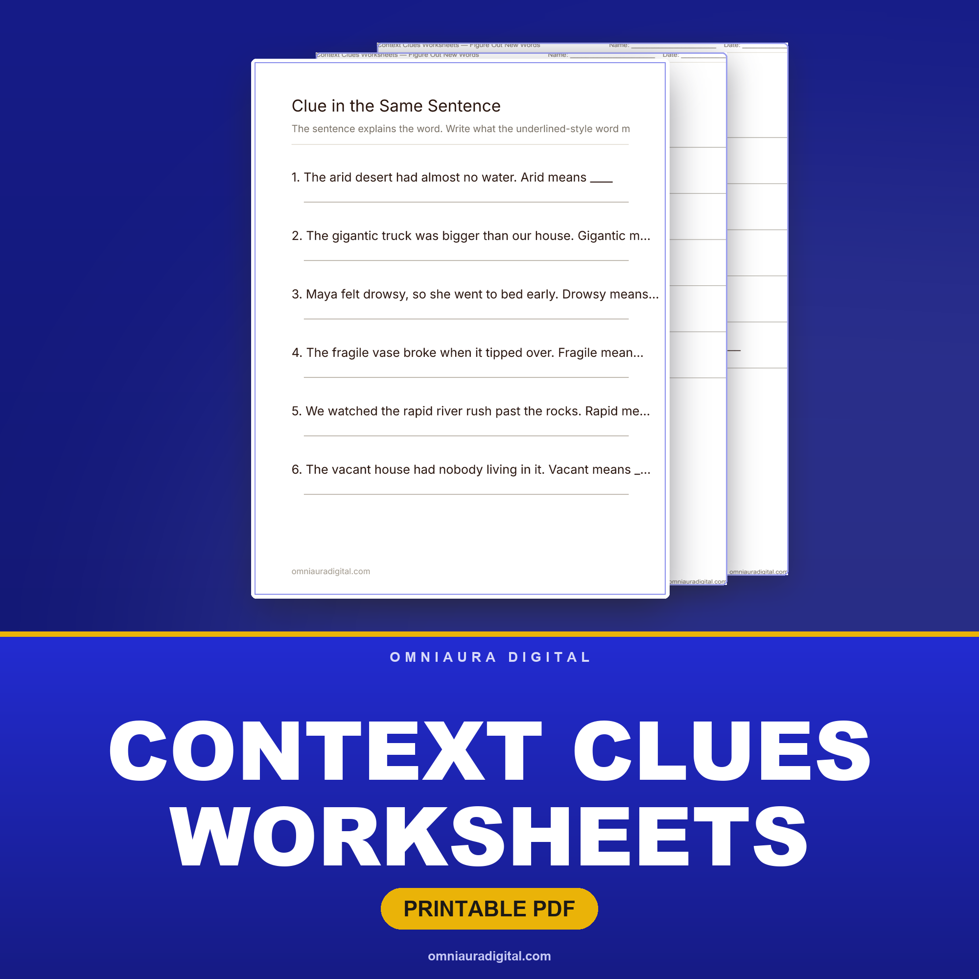 Context Clues Worksheets — Figure Out New Words