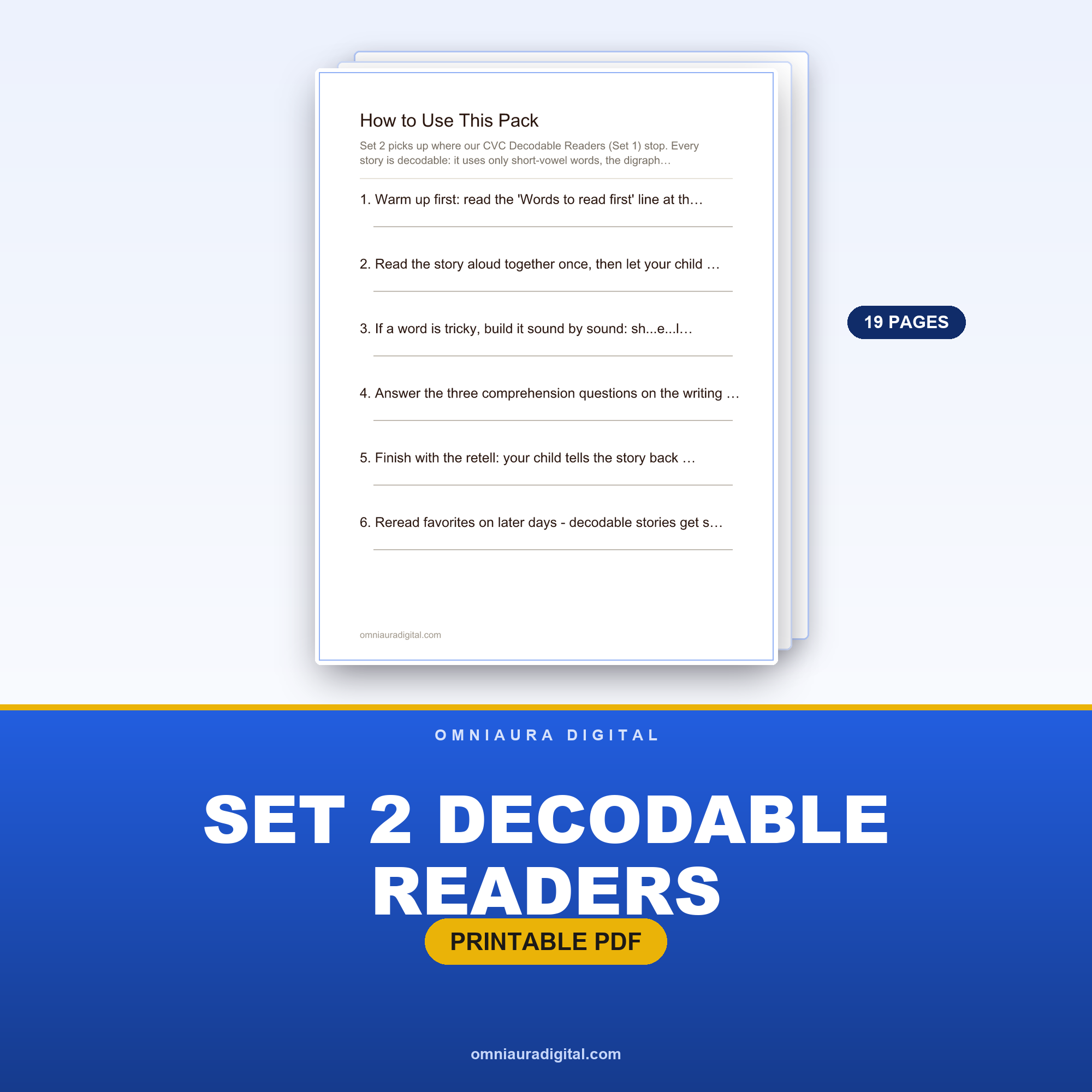 Set 2 Decodable Readers — Digraphs and Blends, 15 Original Stories