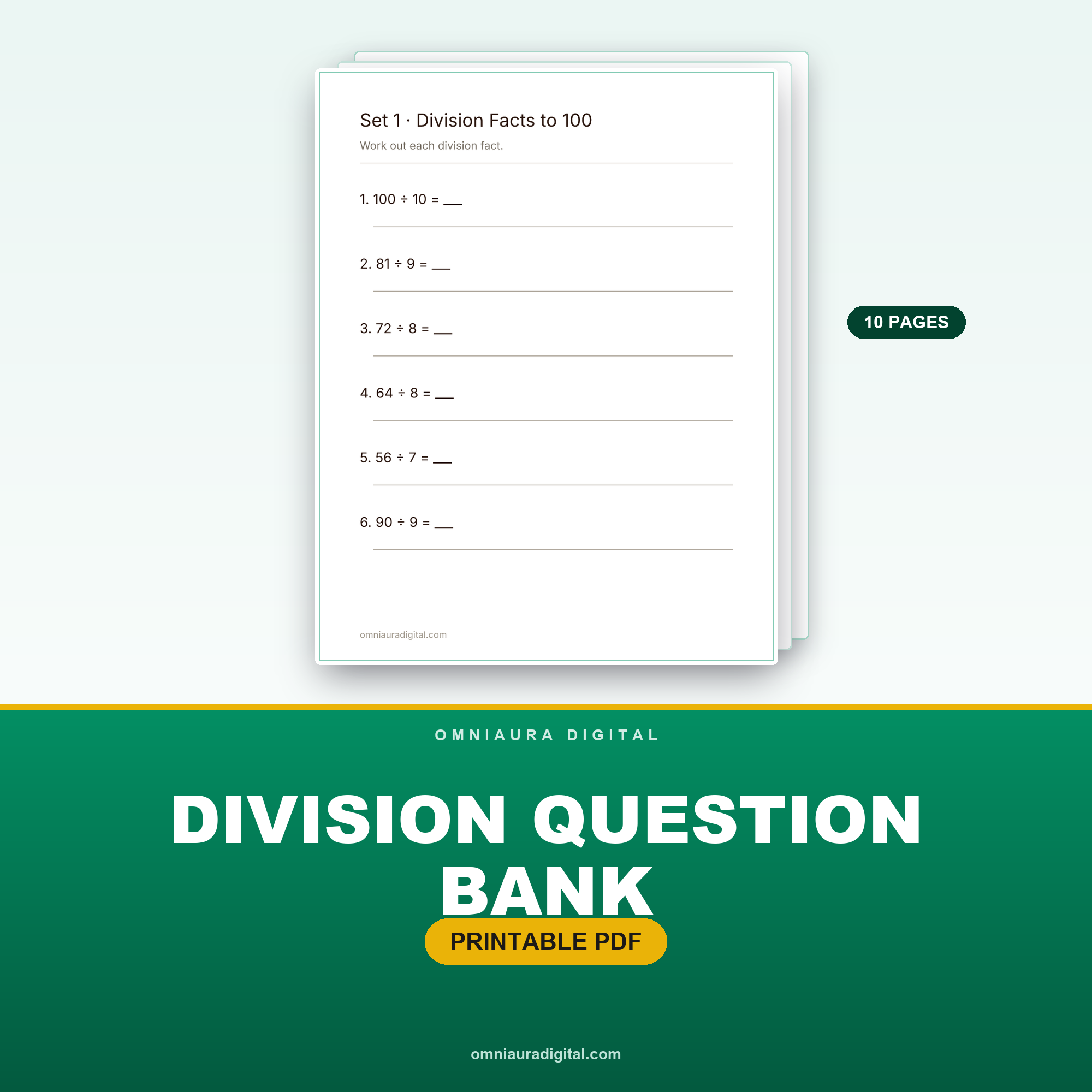 Division Question Bank — 60 Practice Questions (Grades 3-5)