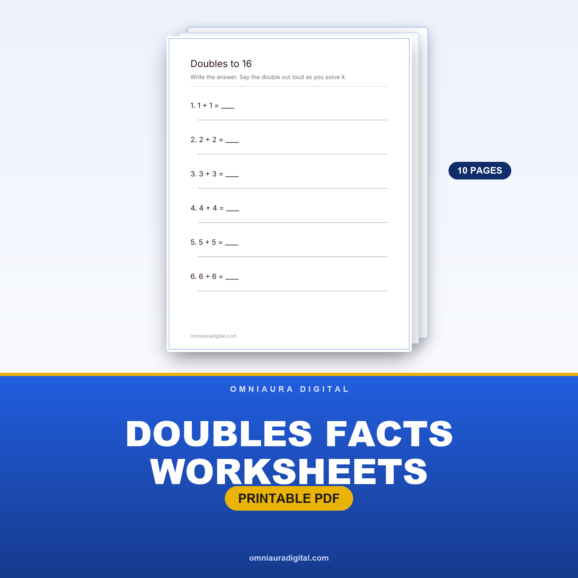 Doubles Facts Worksheets — Doubles & Near Doubles