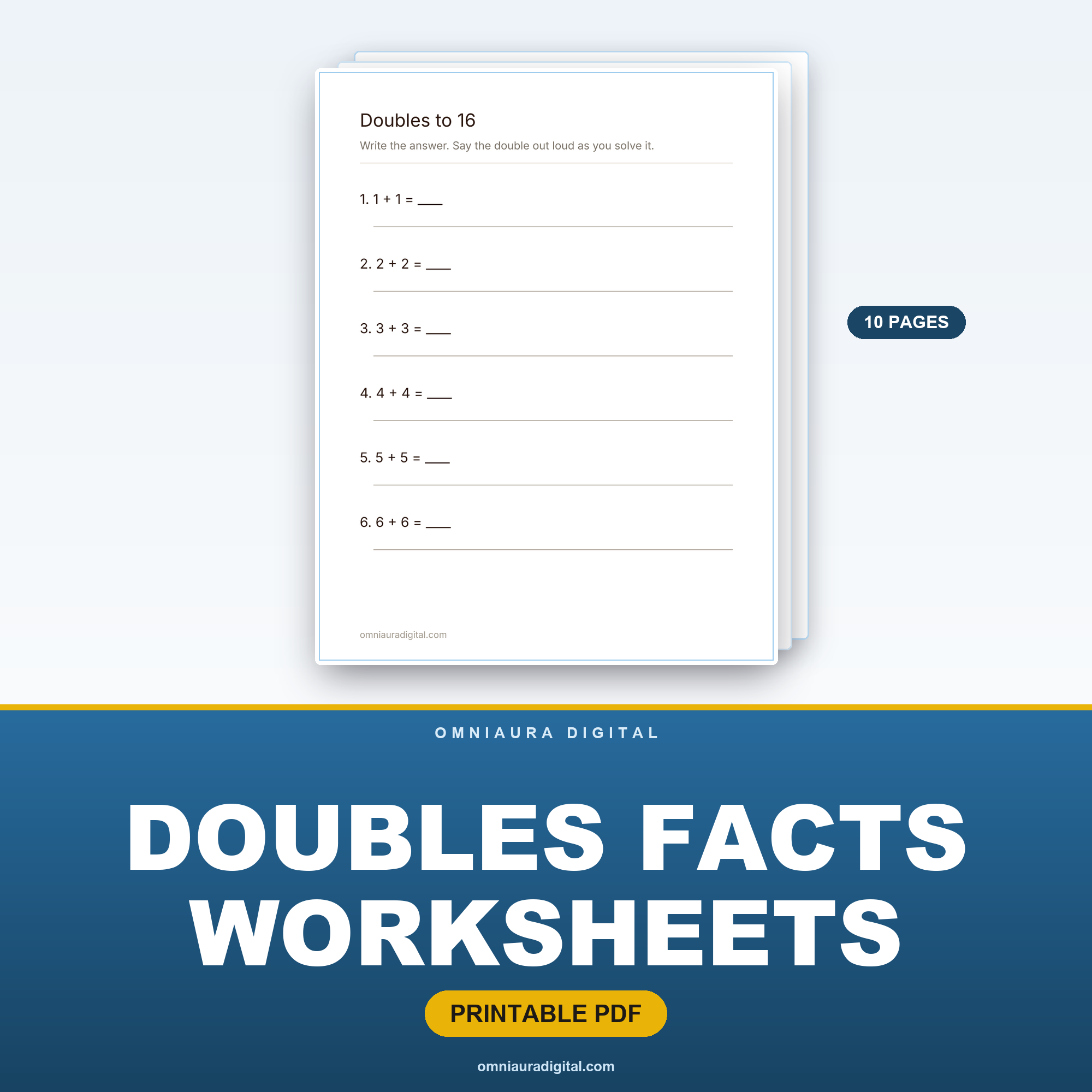 Doubles Facts Worksheets — Doubles & Near Doubles