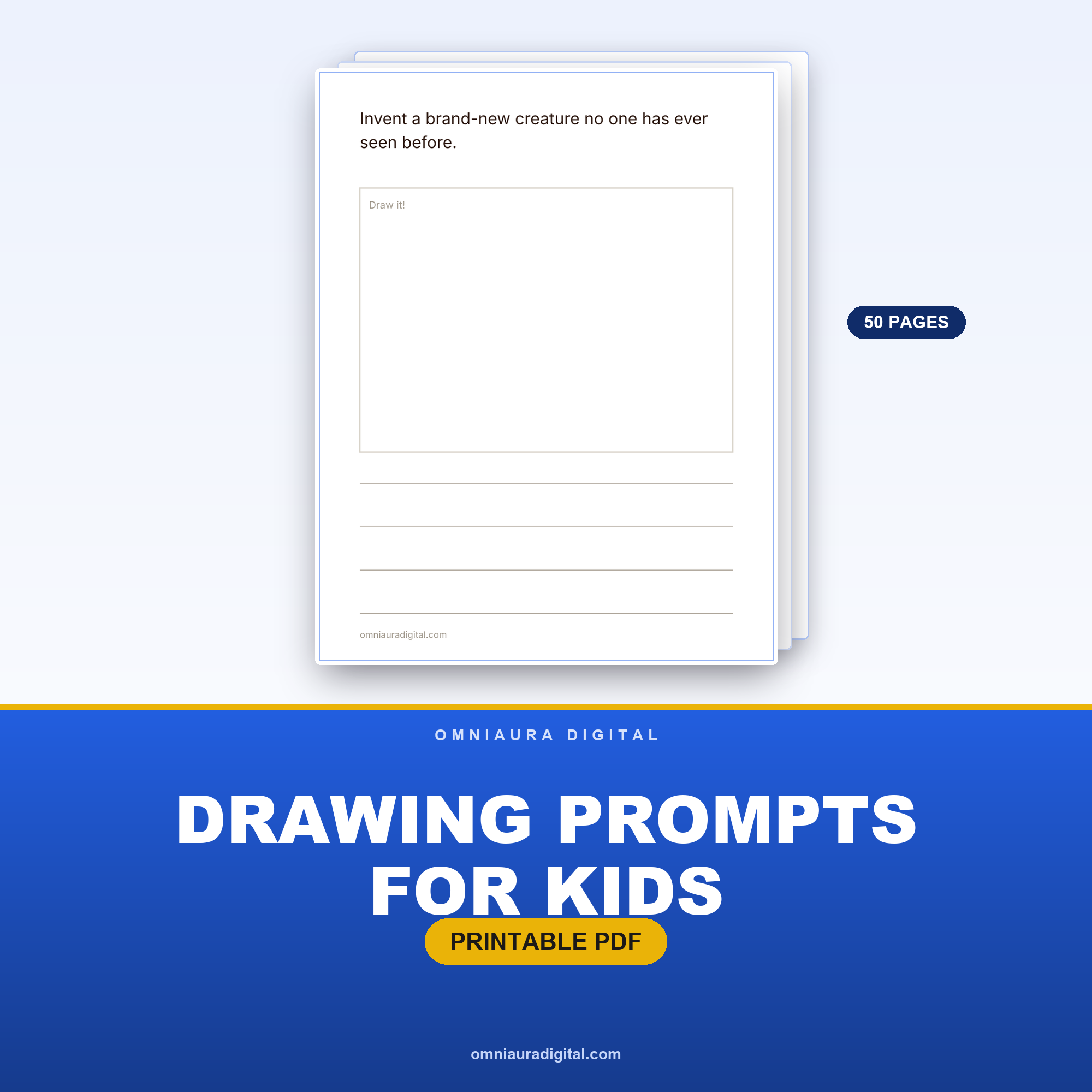 Drawing Prompts for Kids — 50 Draw & Imagine Pages (Ages 5-11)