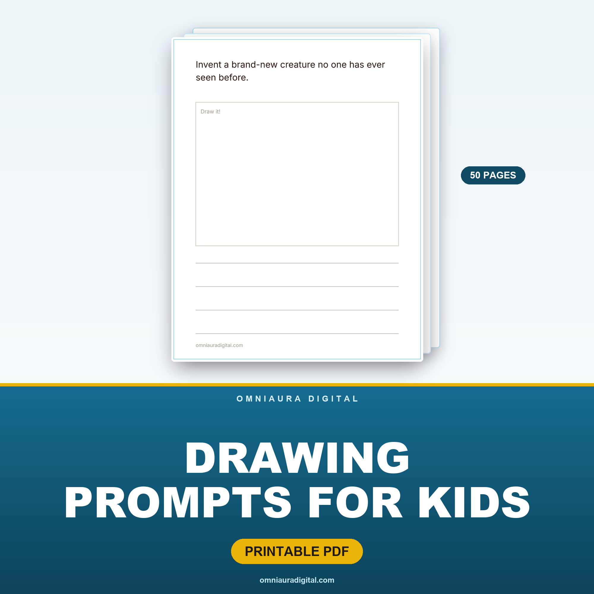 Drawing Prompts for Kids — 50 Draw & Imagine Pages (Ages 5-11)