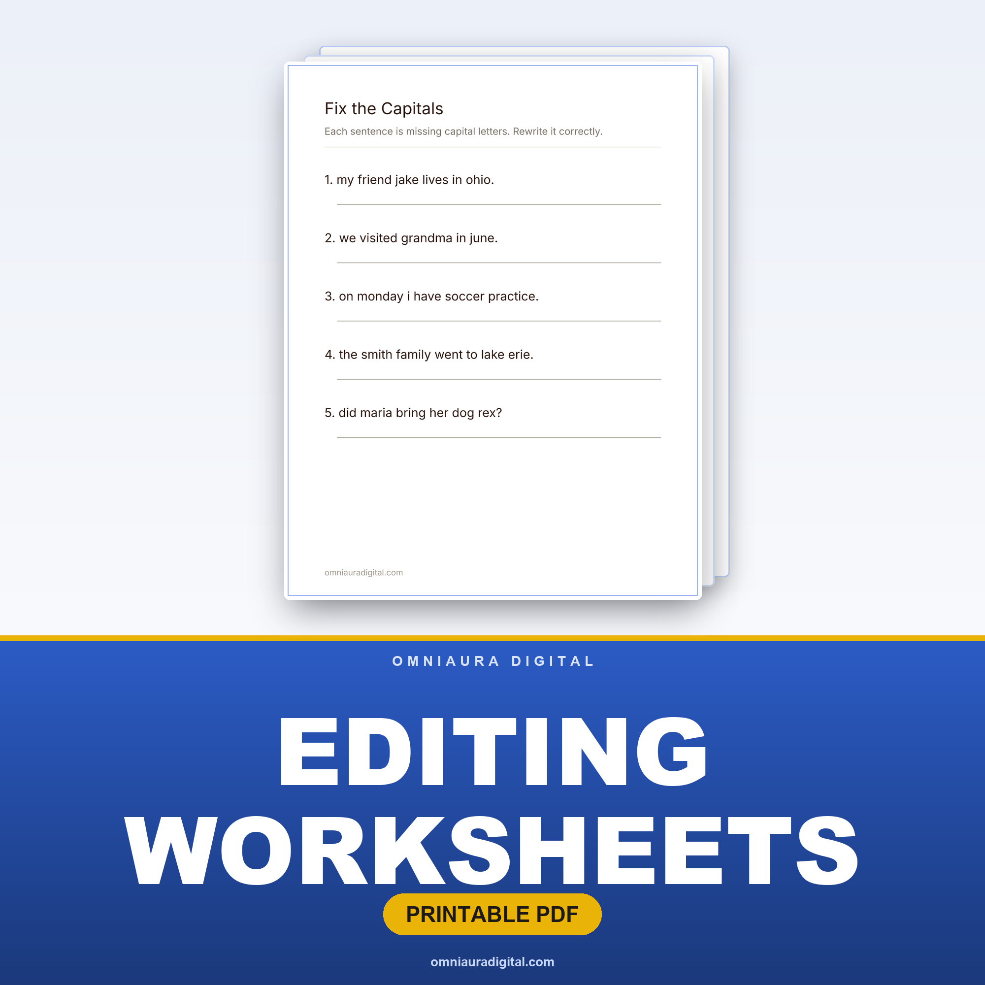Editing Worksheets — Fix the Sentence, Daily Proofreading