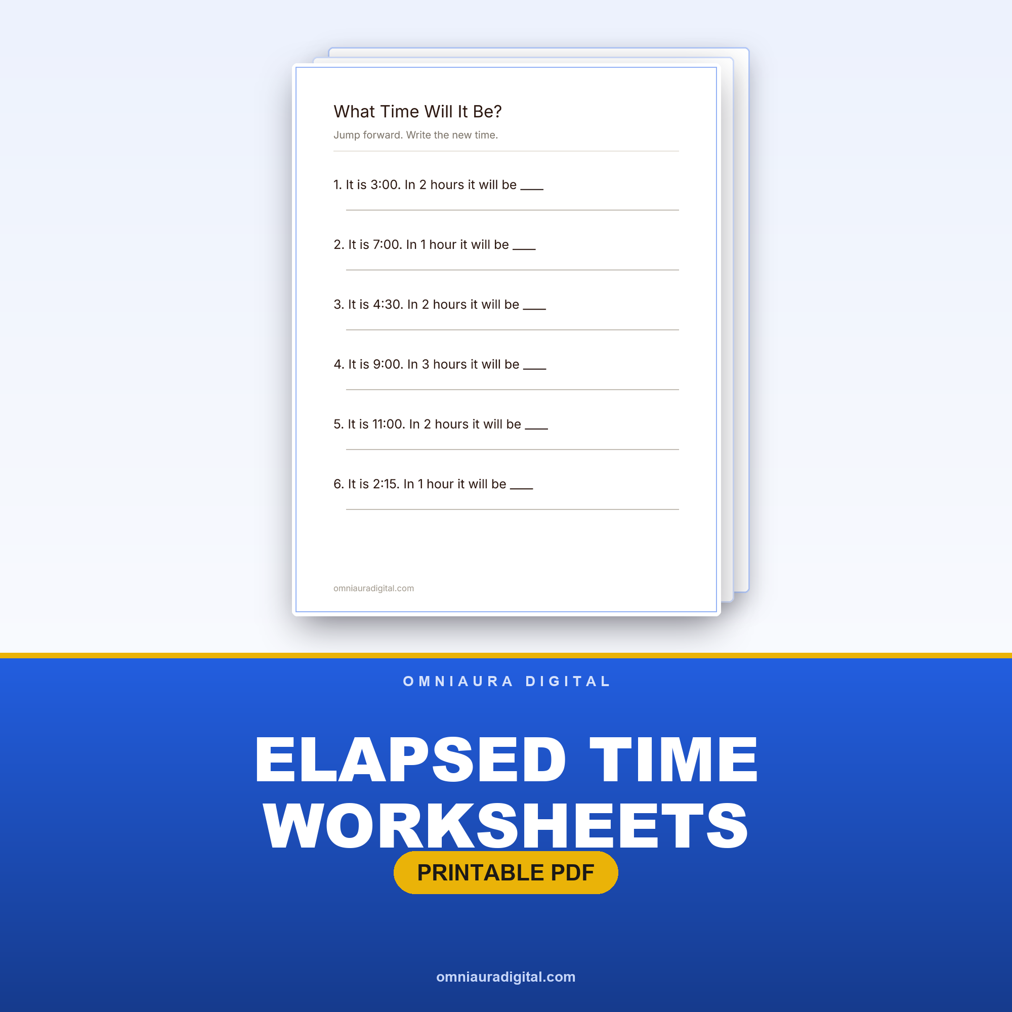 Elapsed Time Worksheets — Hours, Half Hours and Minutes