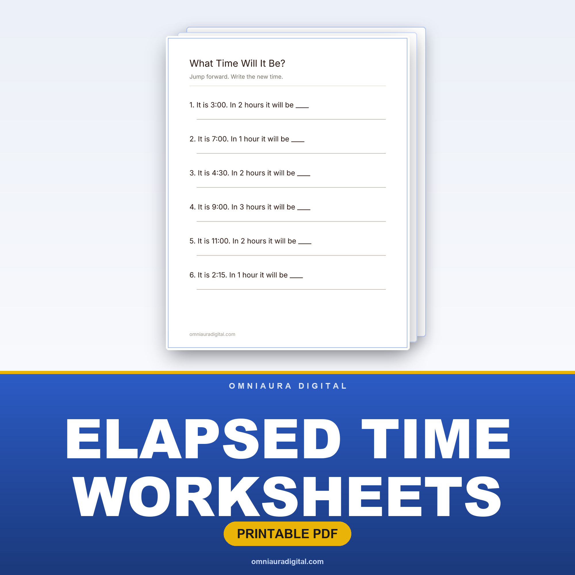 Elapsed Time Worksheets — Hours, Half Hours and Minutes